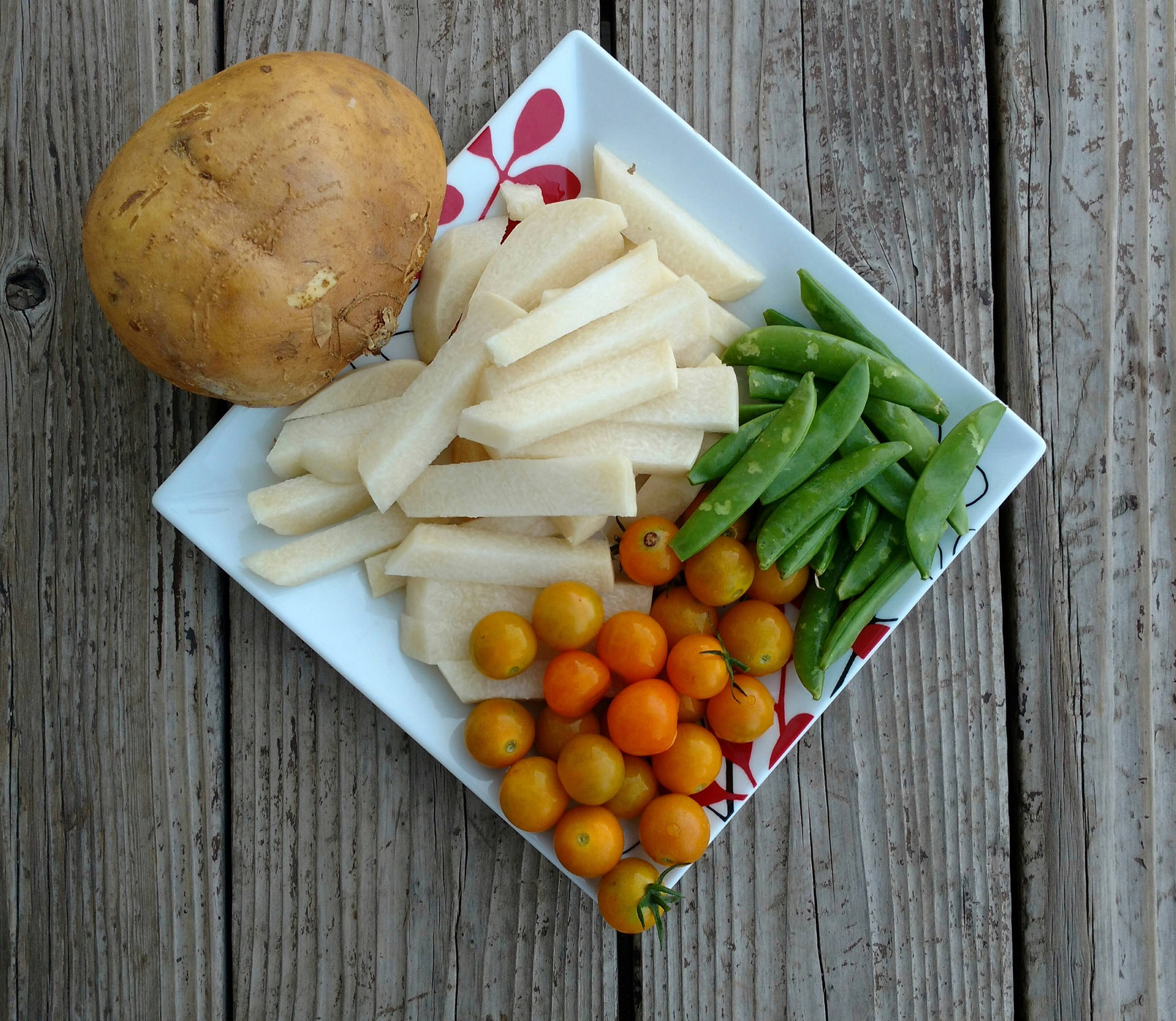 Sliced Jícama And Other Vegetables Background