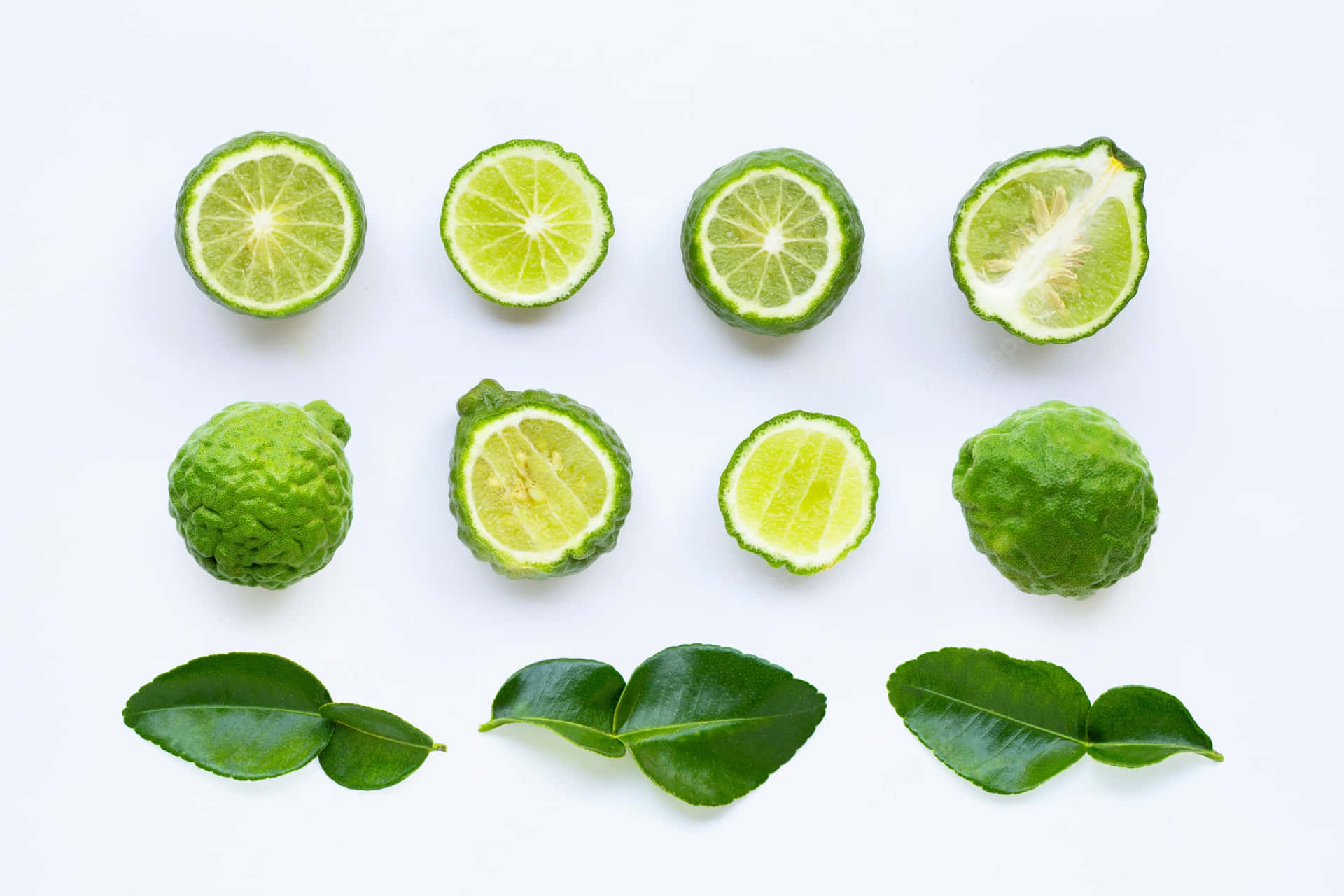 Sliced Native Kaffir Lime Fruits Background