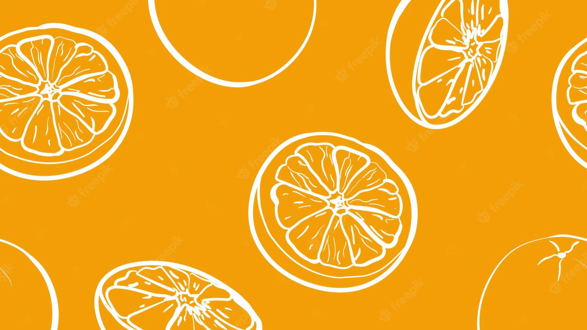 Sliced Orange Fruit Drawings Background