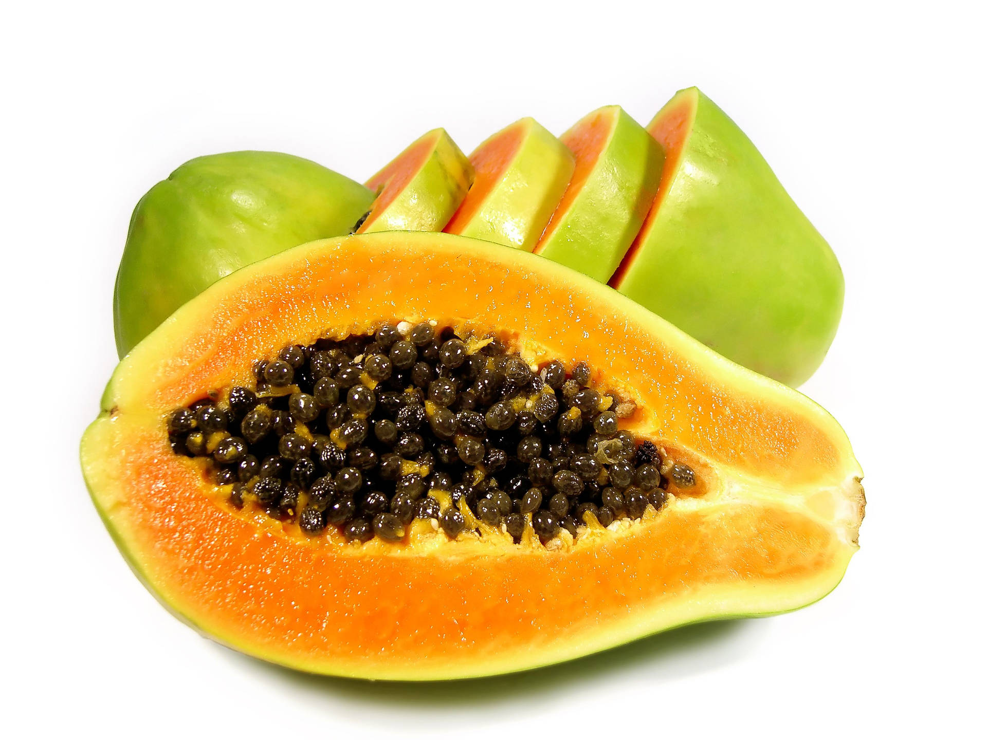 Sliced Papaya Fruits White