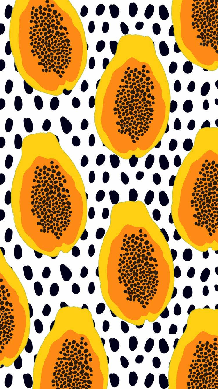 Sliced Papaya White And Black Spots Graphic Art Background