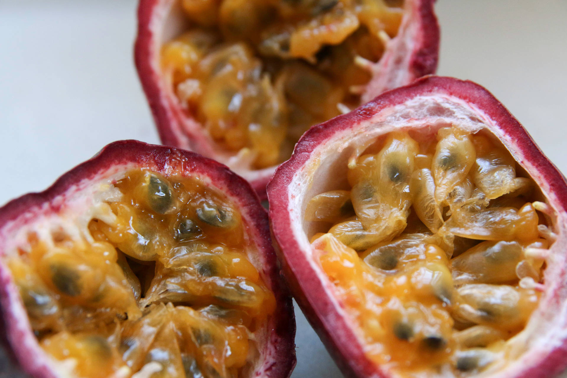 Sliced Ripe Passion Fruit Close Up Background