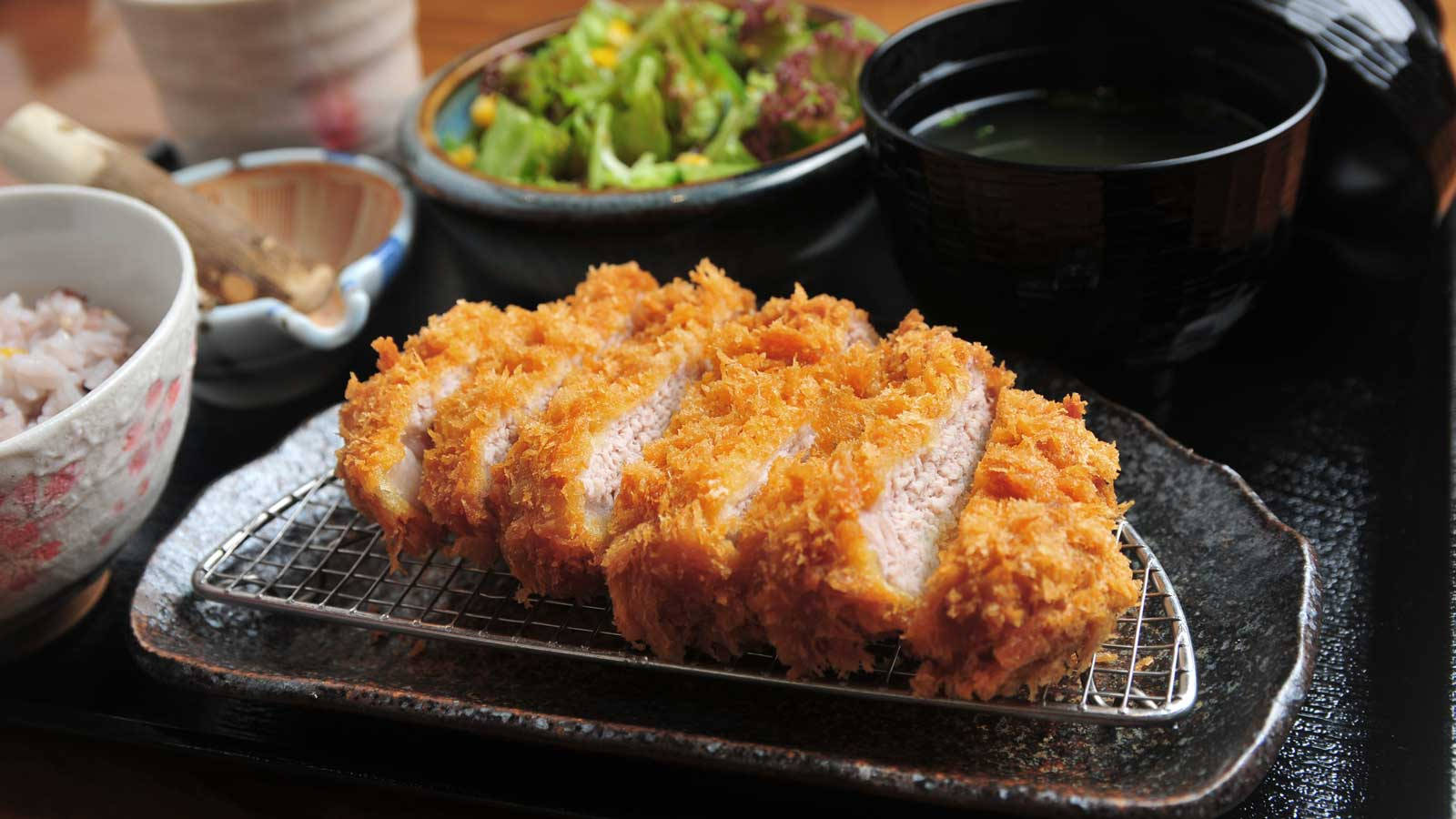 Slices Of Japanese Chicken Tonkatsu Background