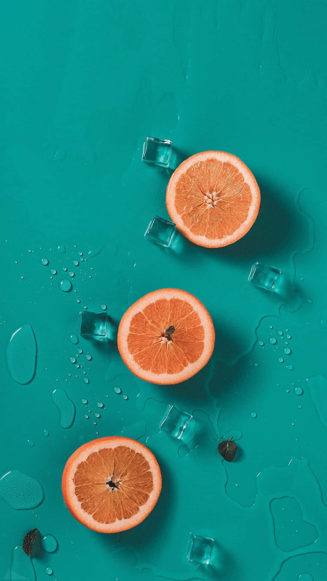 Slices Of Orange And Teal Background