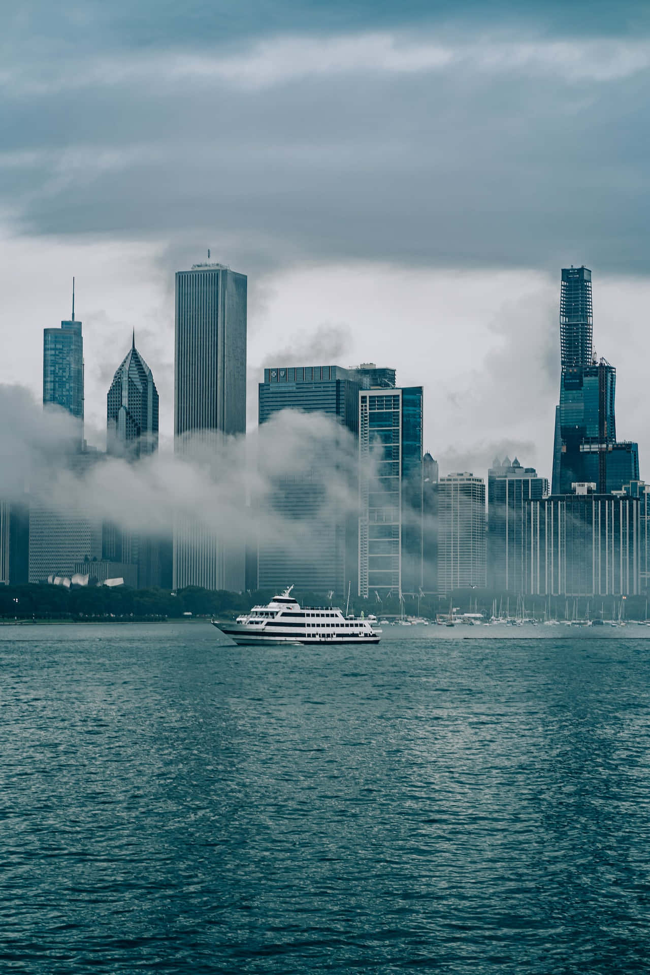 Slight San Francisco Fog With A Boat Background