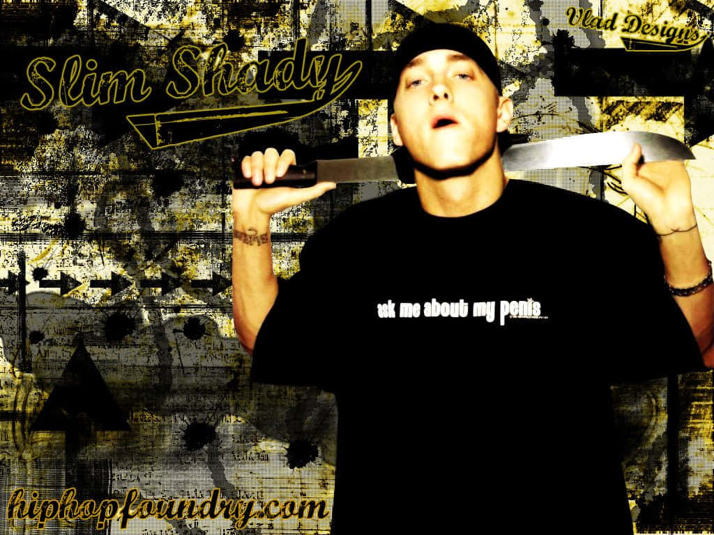Slim Shady Eminem With Sword Background