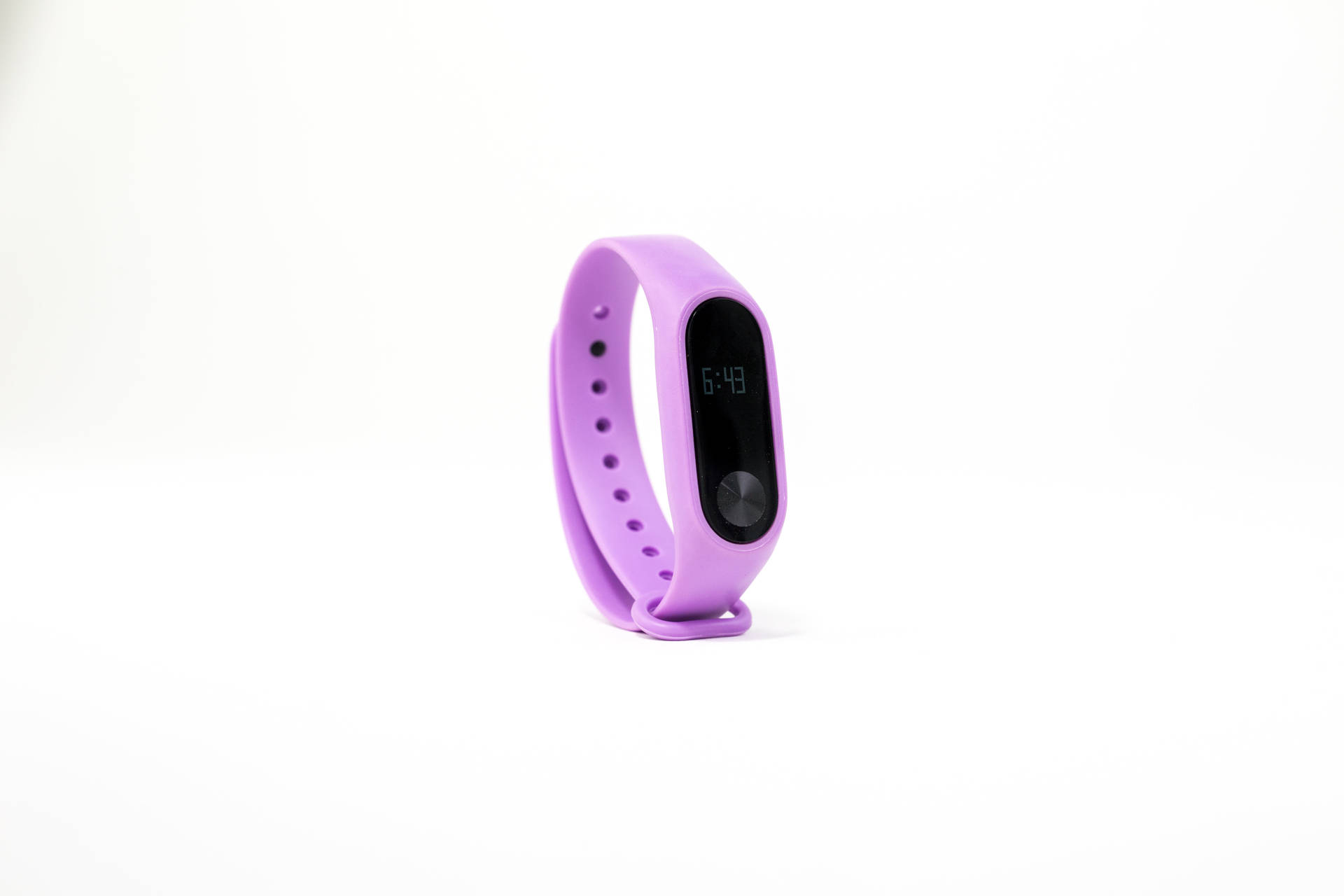 Slim Smartwatch With Purple Strap Background