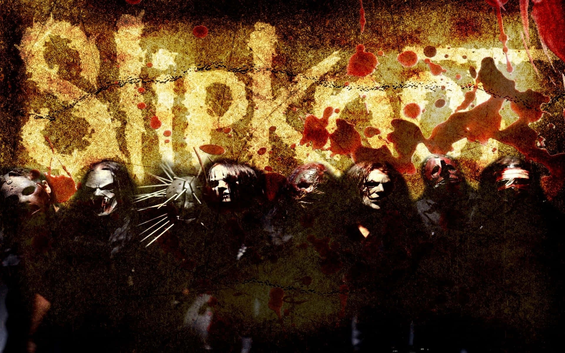 Slipknot Desktop Band With Blood Paint Splashed Background