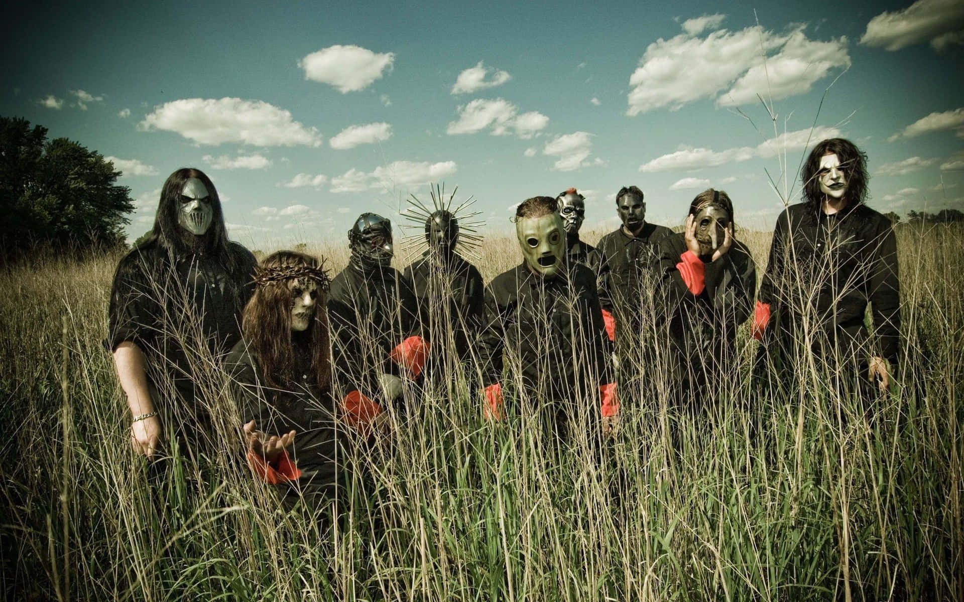 Slipknot Desktop Male Band Group In Field Background