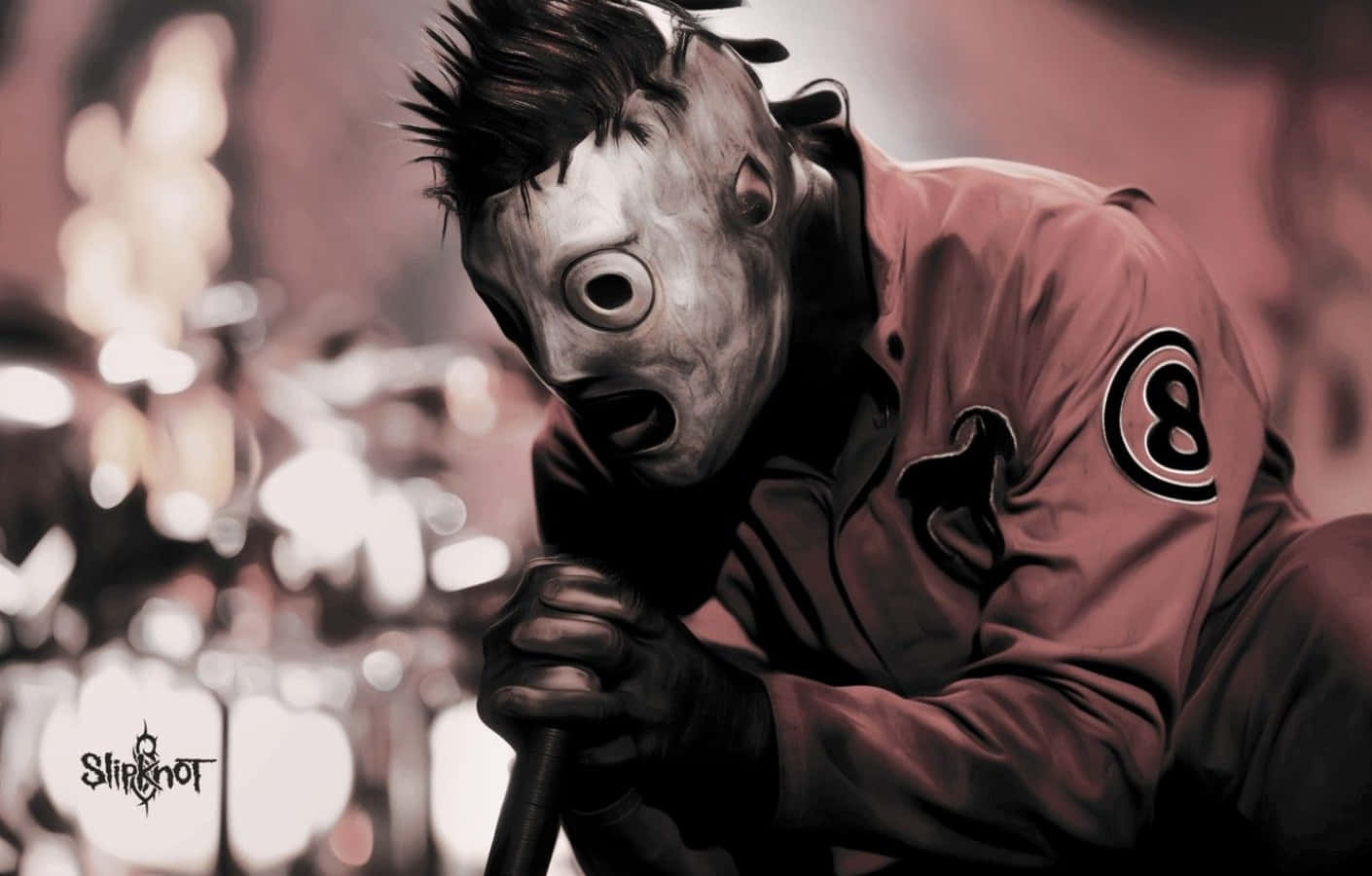 Slipknot Desktop Singing Band Artist With Mask Background