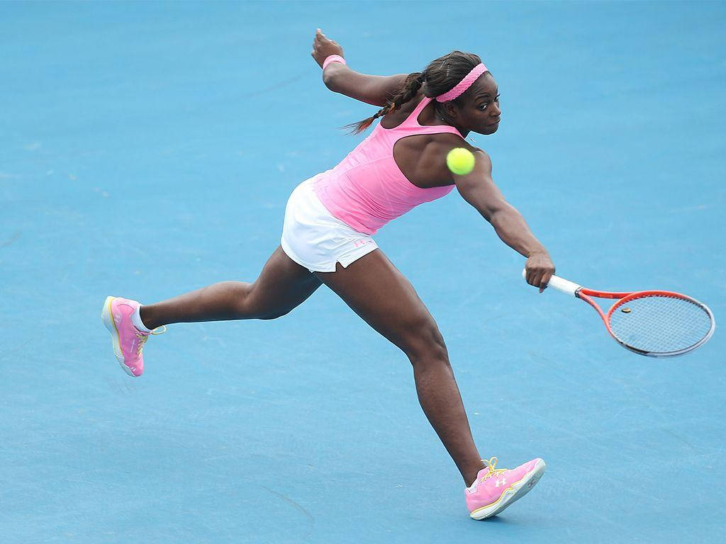 Sloane Stephens Chasing Tennis Ball Background