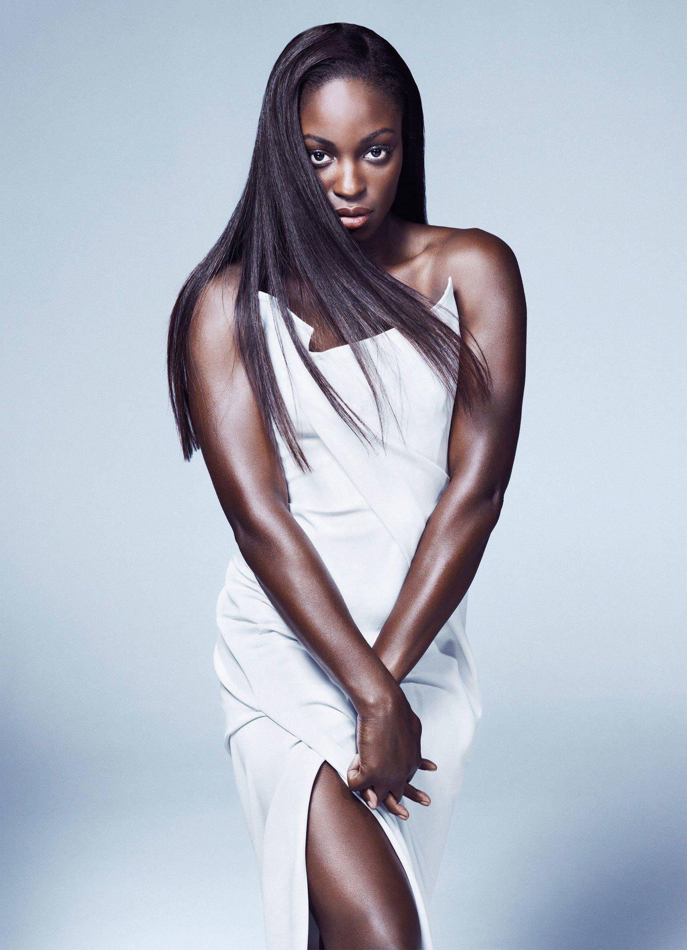 Sloane Stephens In A White Dress Background