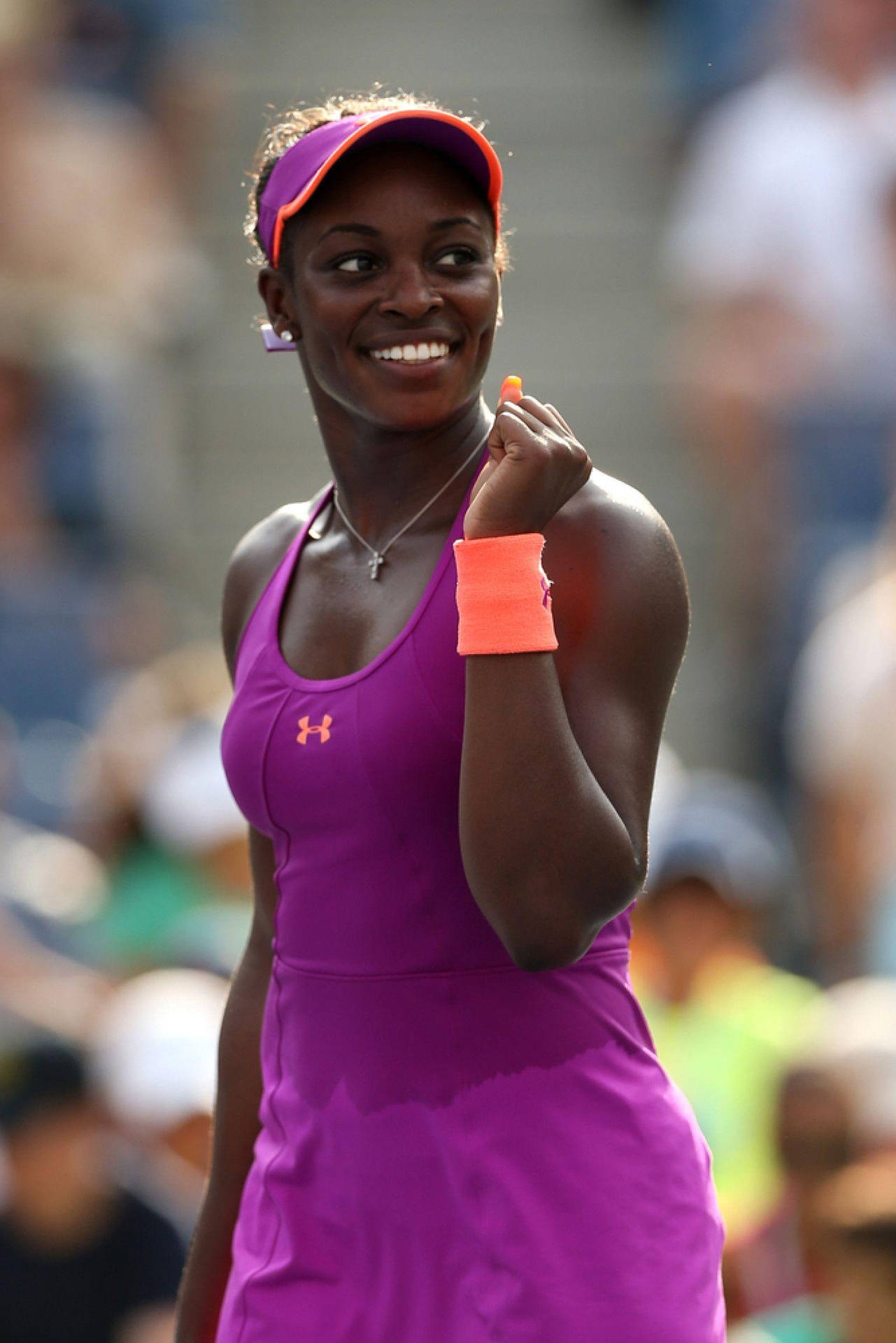 Sloane Stephens In Purple Tennis Outfit Background
