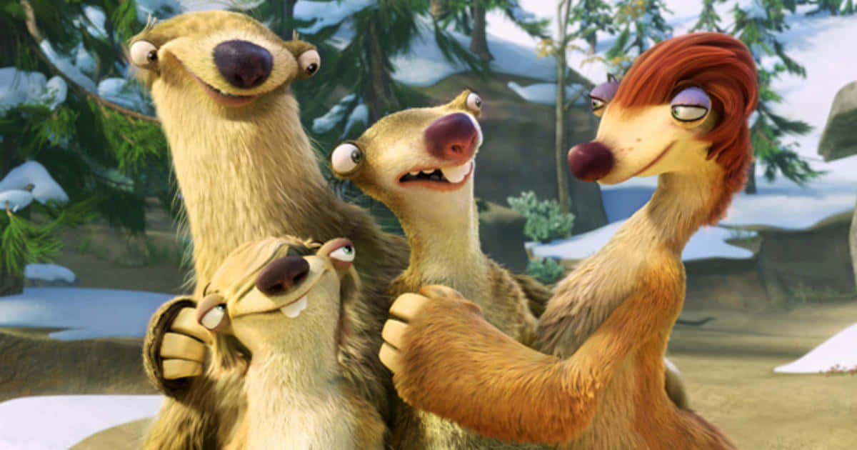 Sloth Family From Ice Age Continental Drift Background