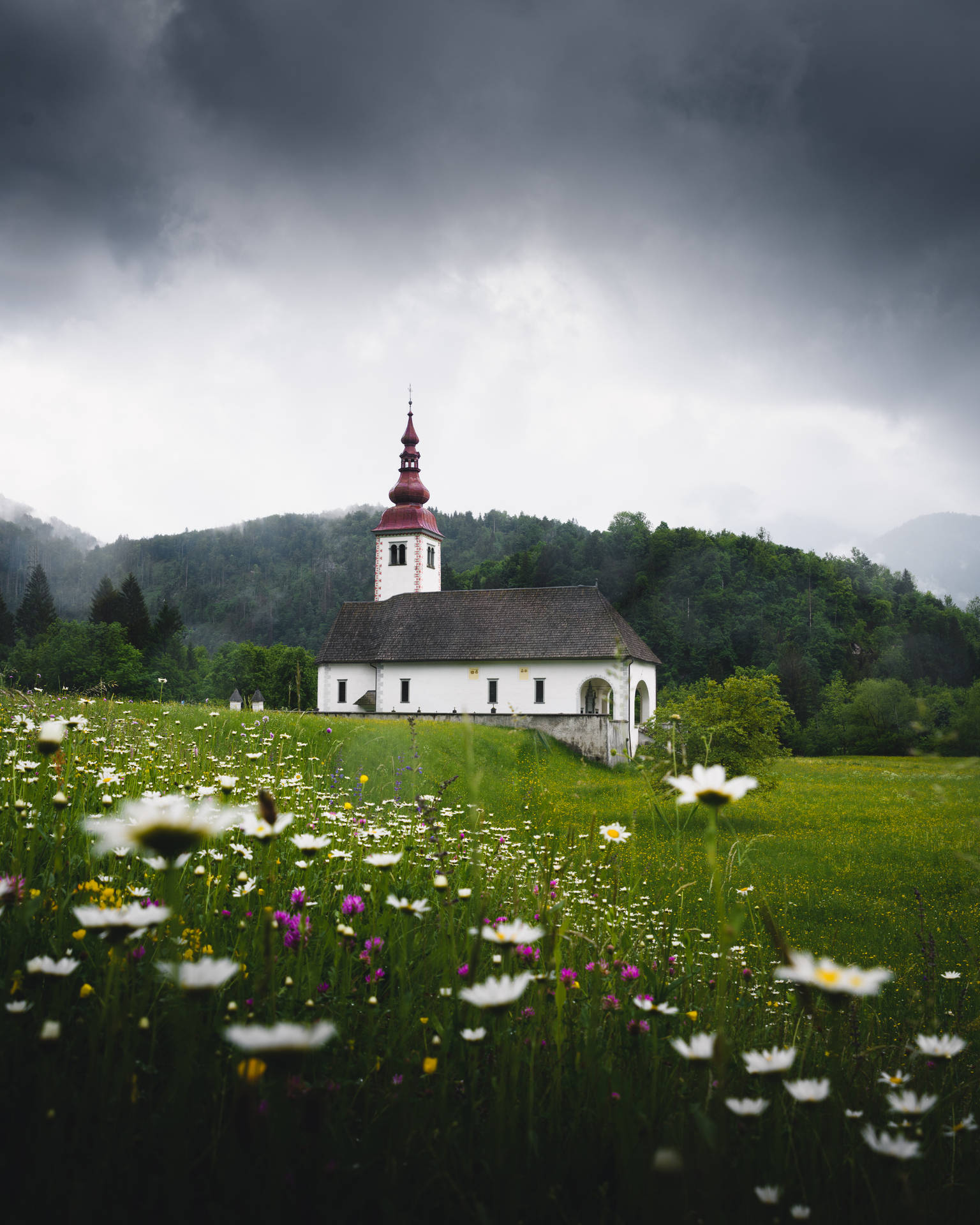 Slovenia Bitnje Assumption Church Background