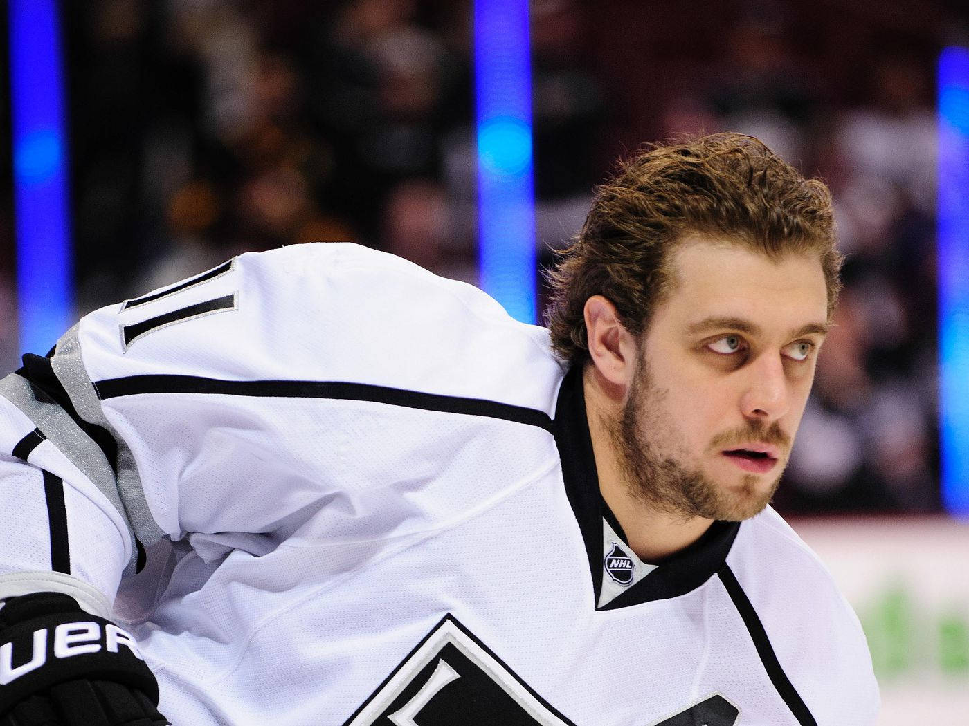 Slovenian Ice Hockey Player Anze Kopitar In White Jersey Background