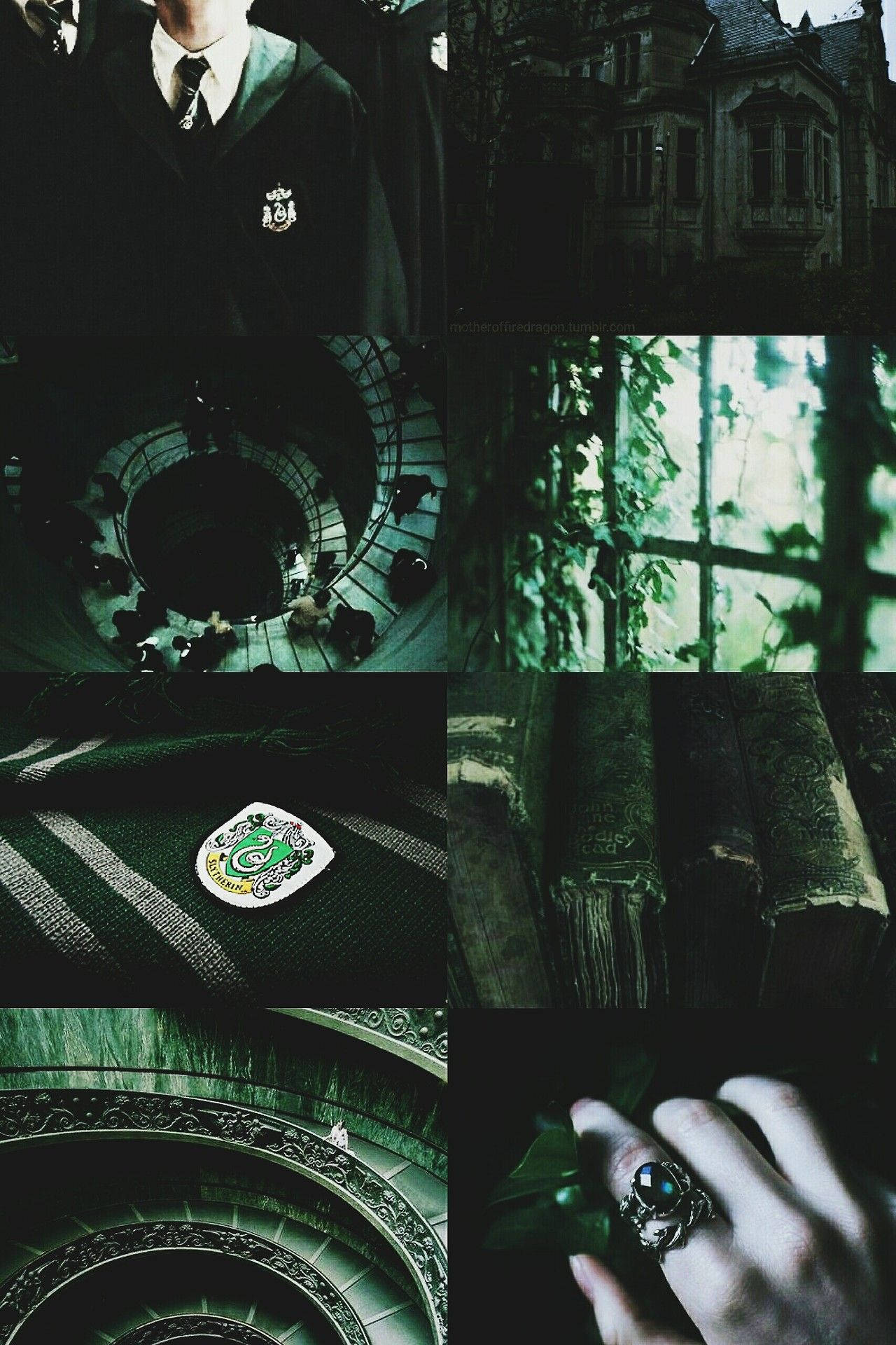 Slytherin Aesthetic Dark Green Theme Background