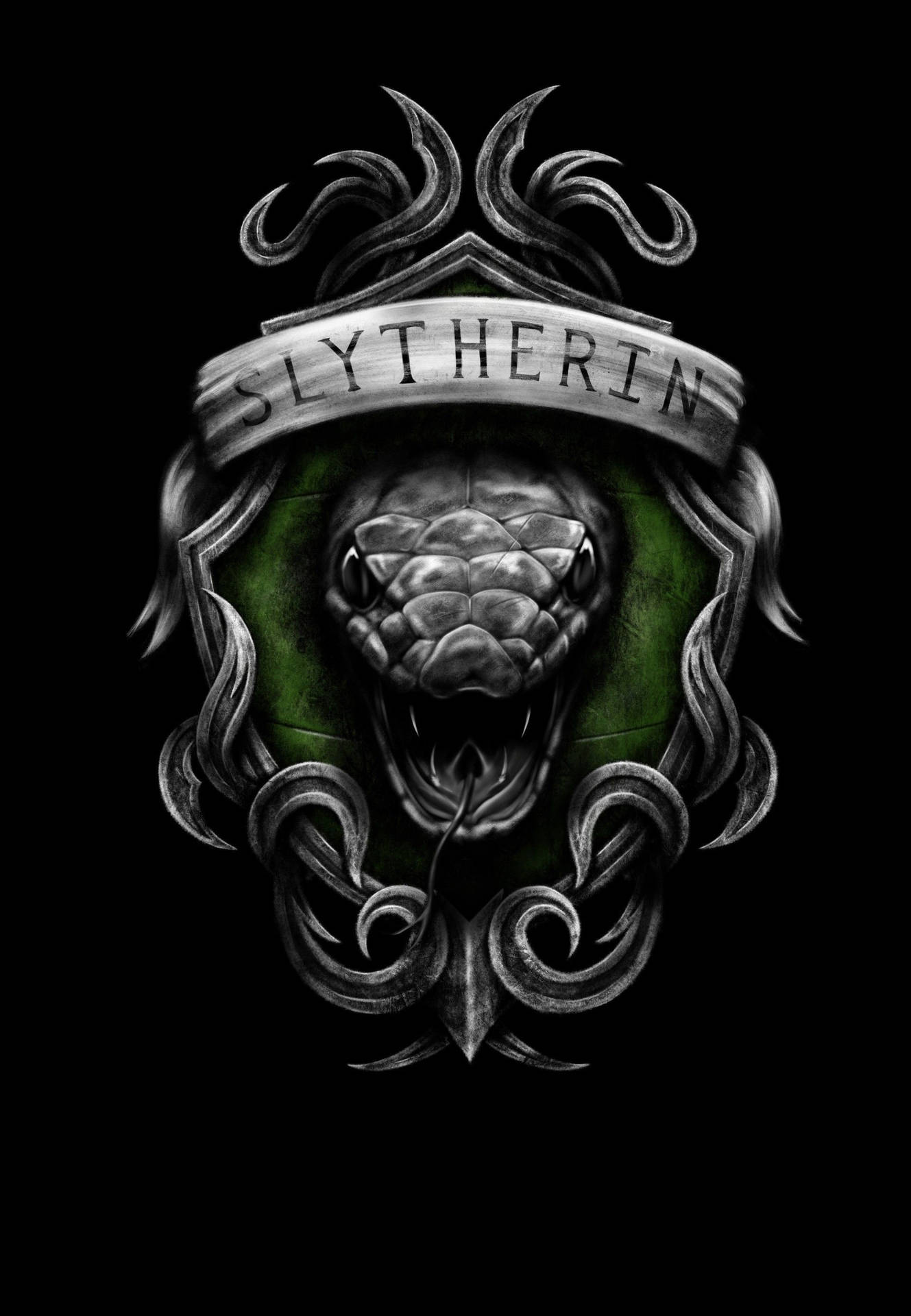 Slytherin Aesthetic Gothic Style Emblem Background