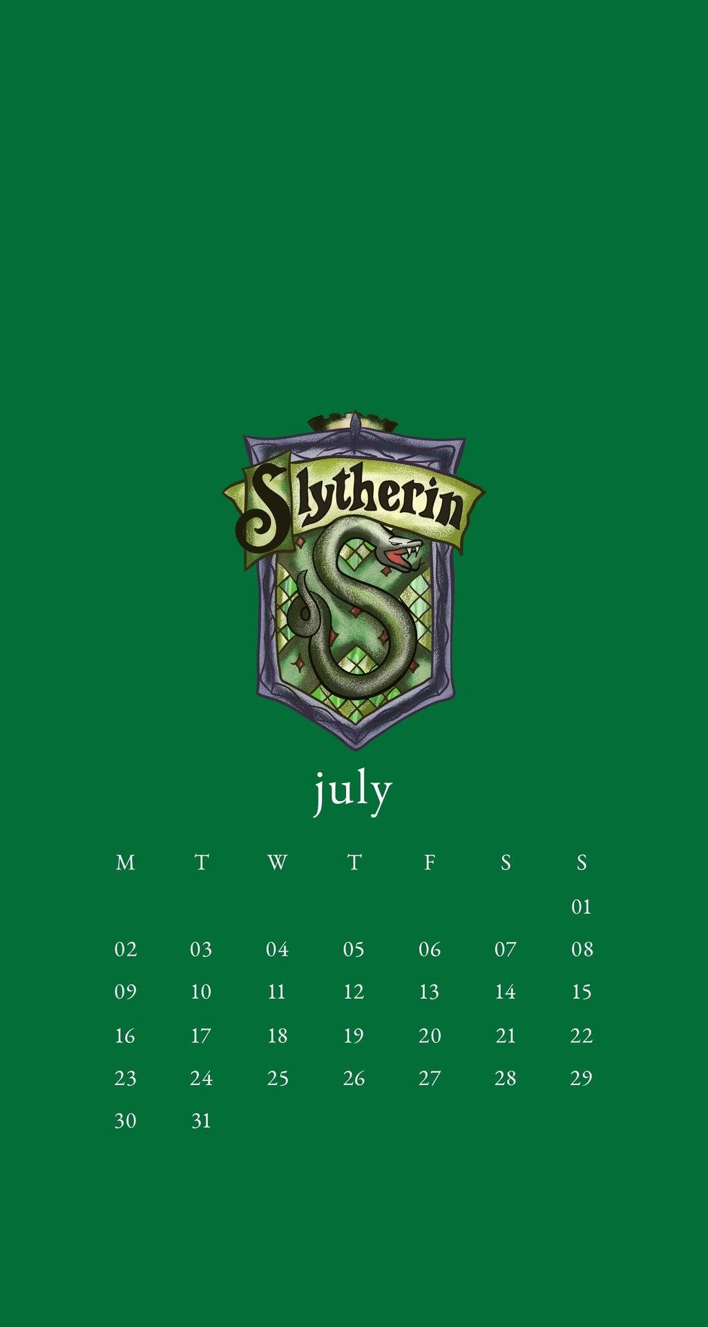 Slytherin Aesthetic Green Calendar Background