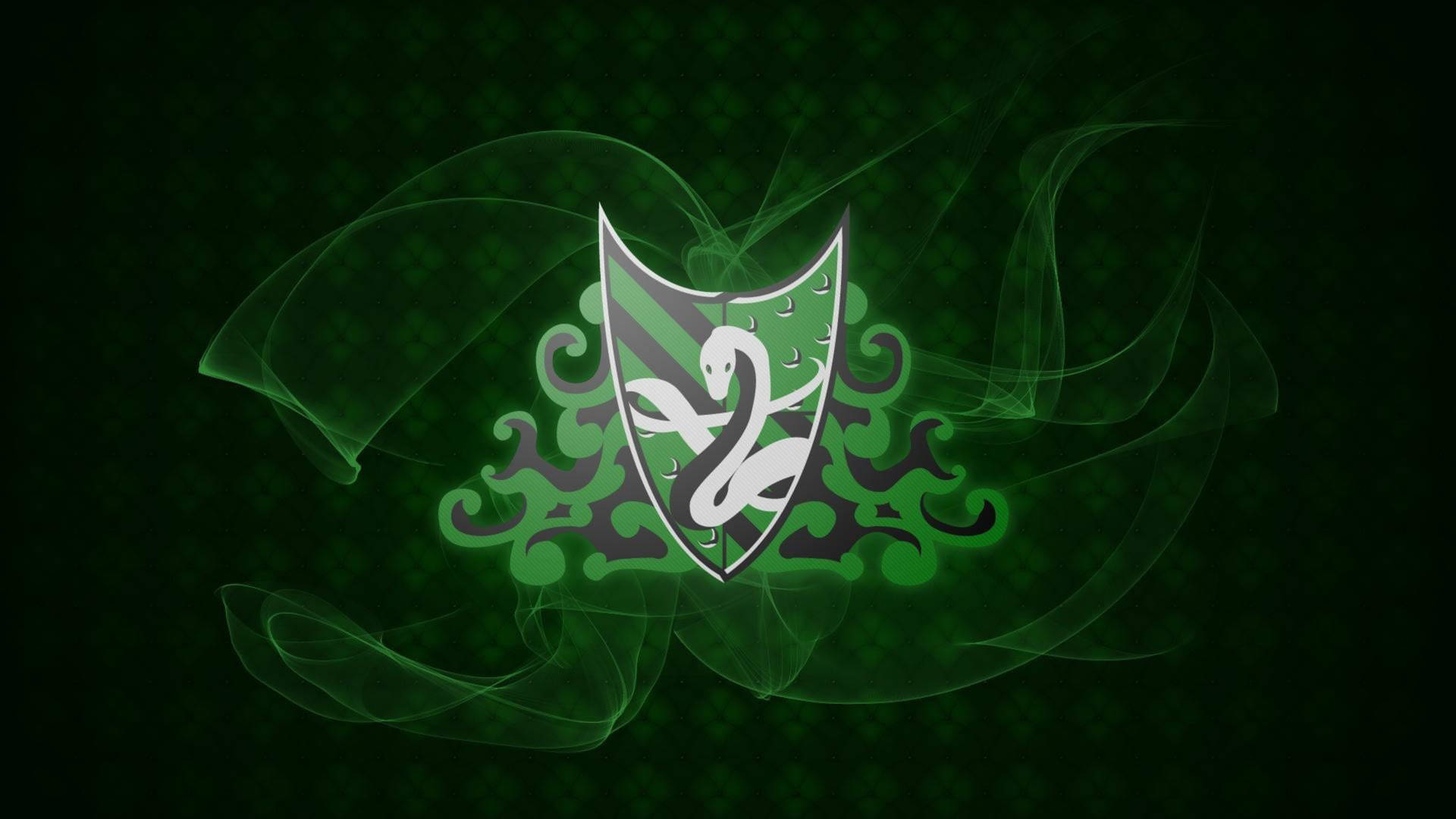 Slytherin Logo Green Flowers Artwork Background