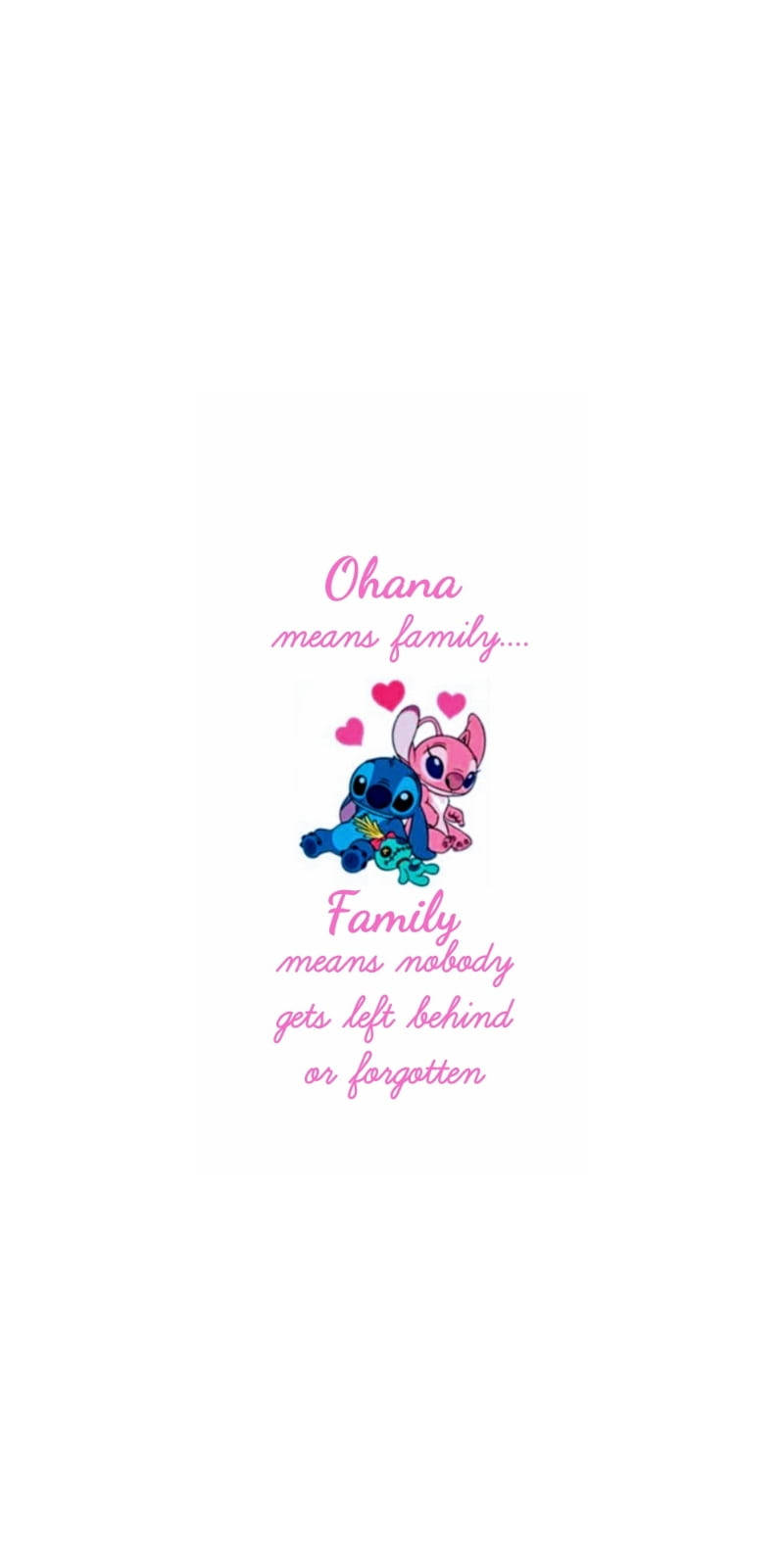 Small Angel And Stitch Ohana Quote Background