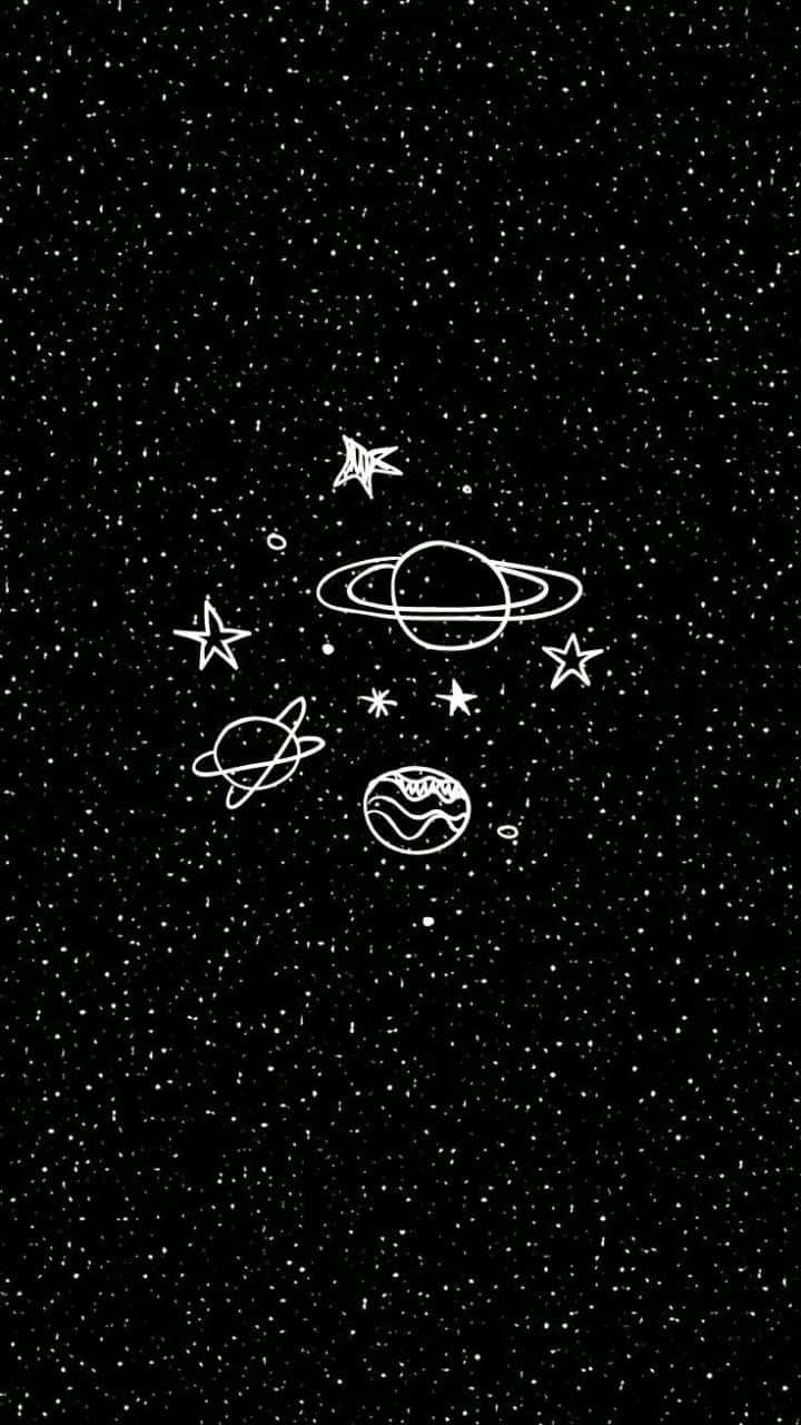 Small Black Galaxy Sparkle Aesthetic Background