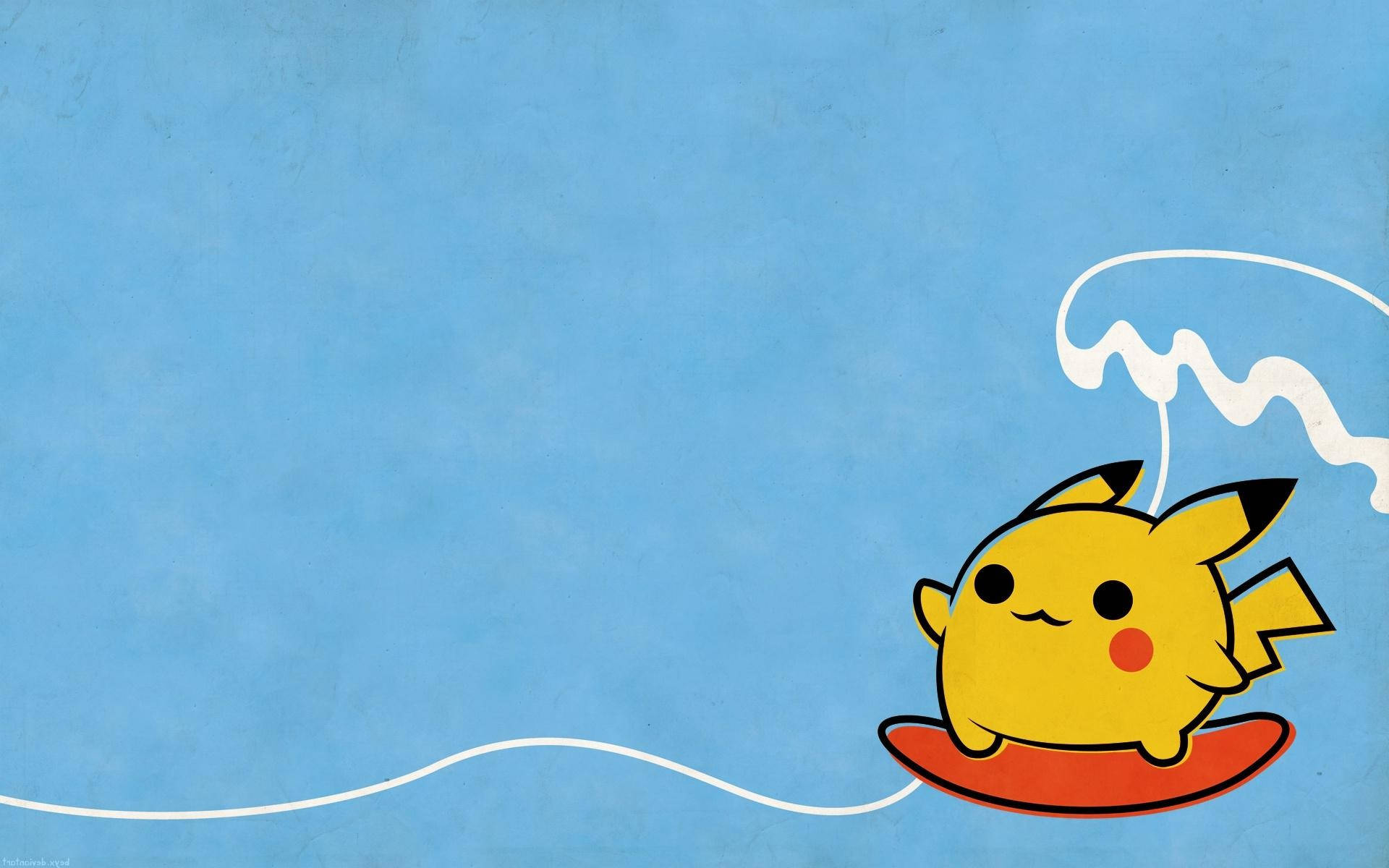 Small Cute Pikachu Surfing Background
