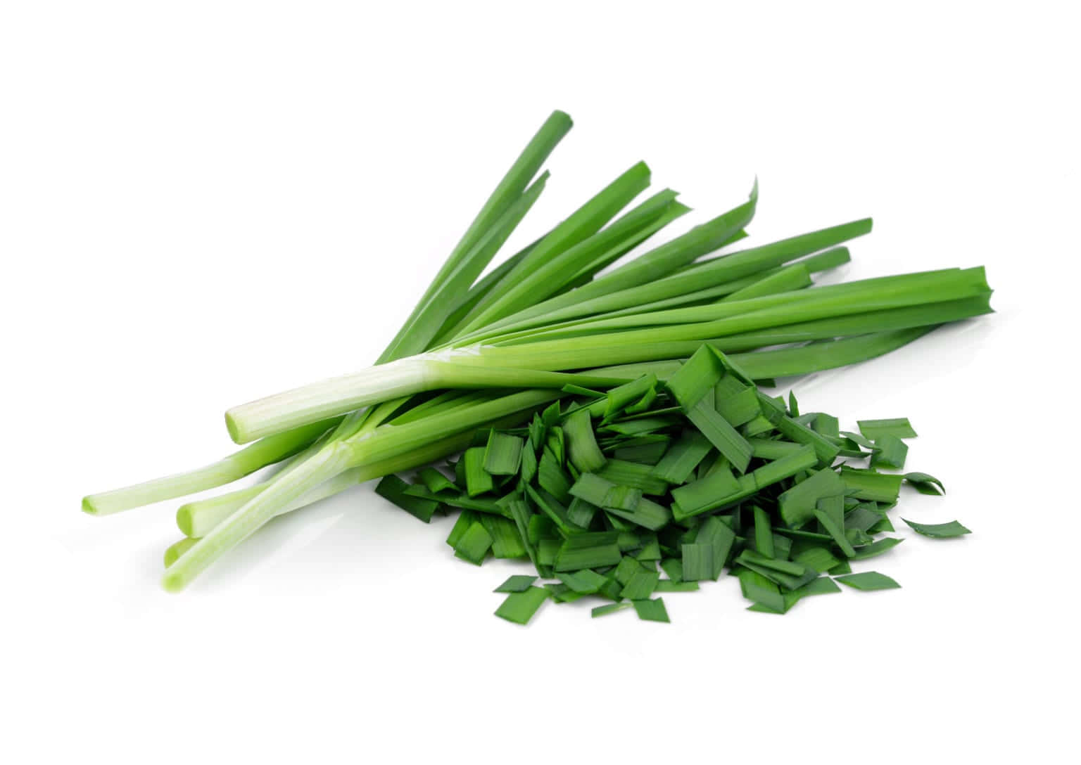 Small Cuts And Whole Green Chives Background