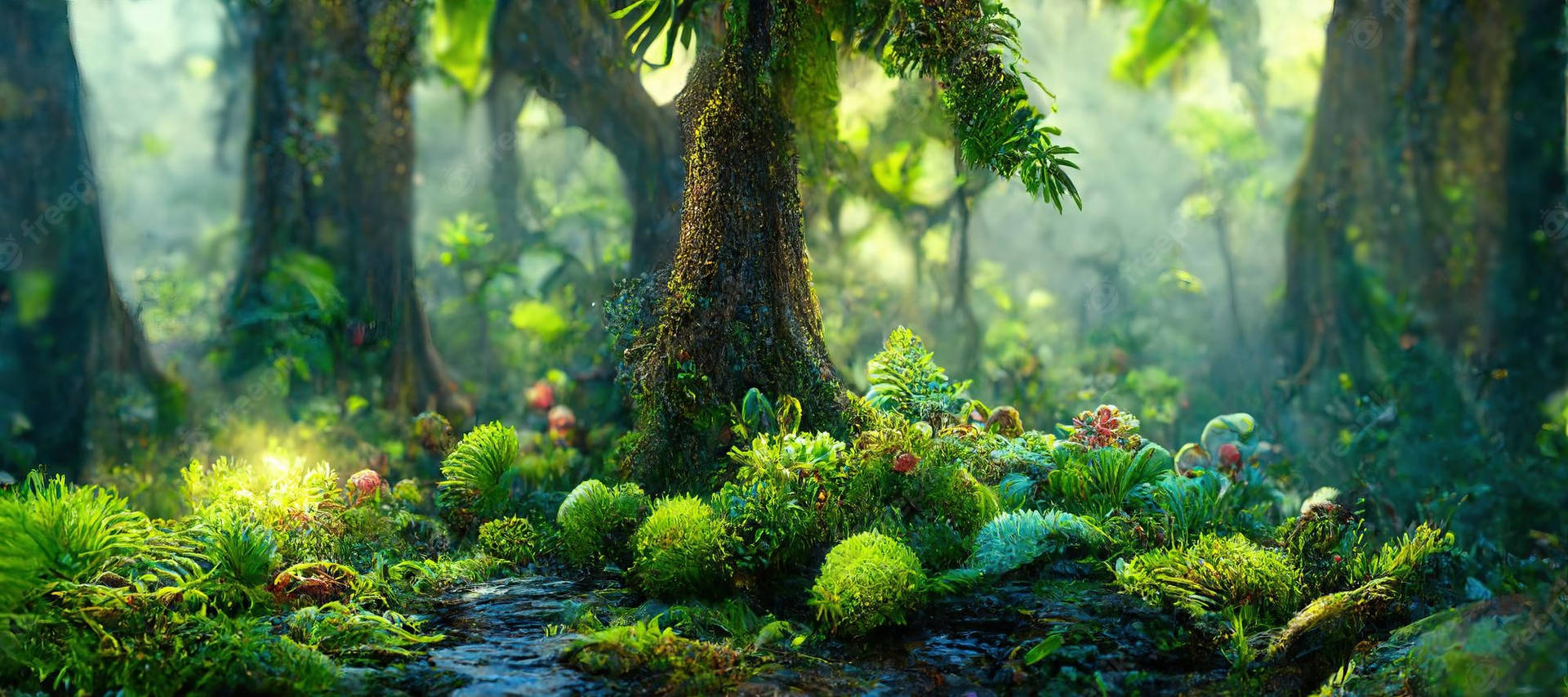 Small Enchanted Forest Floor Plants Background