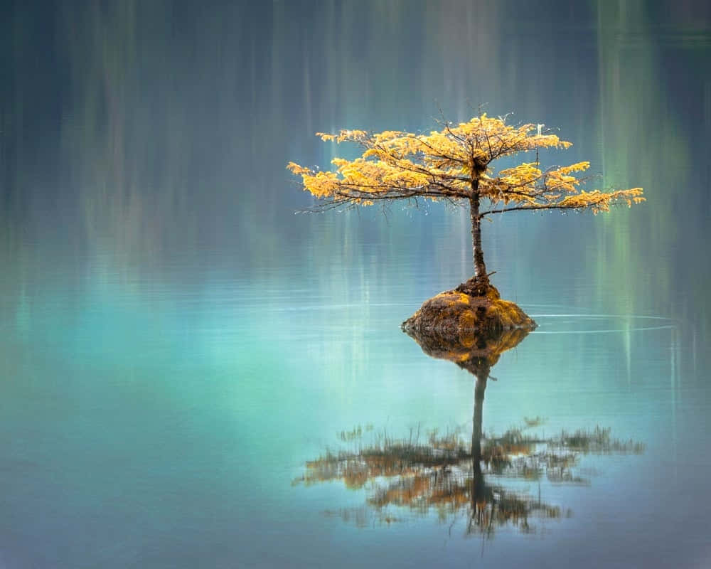 Small Golden Tree Natural Background Background