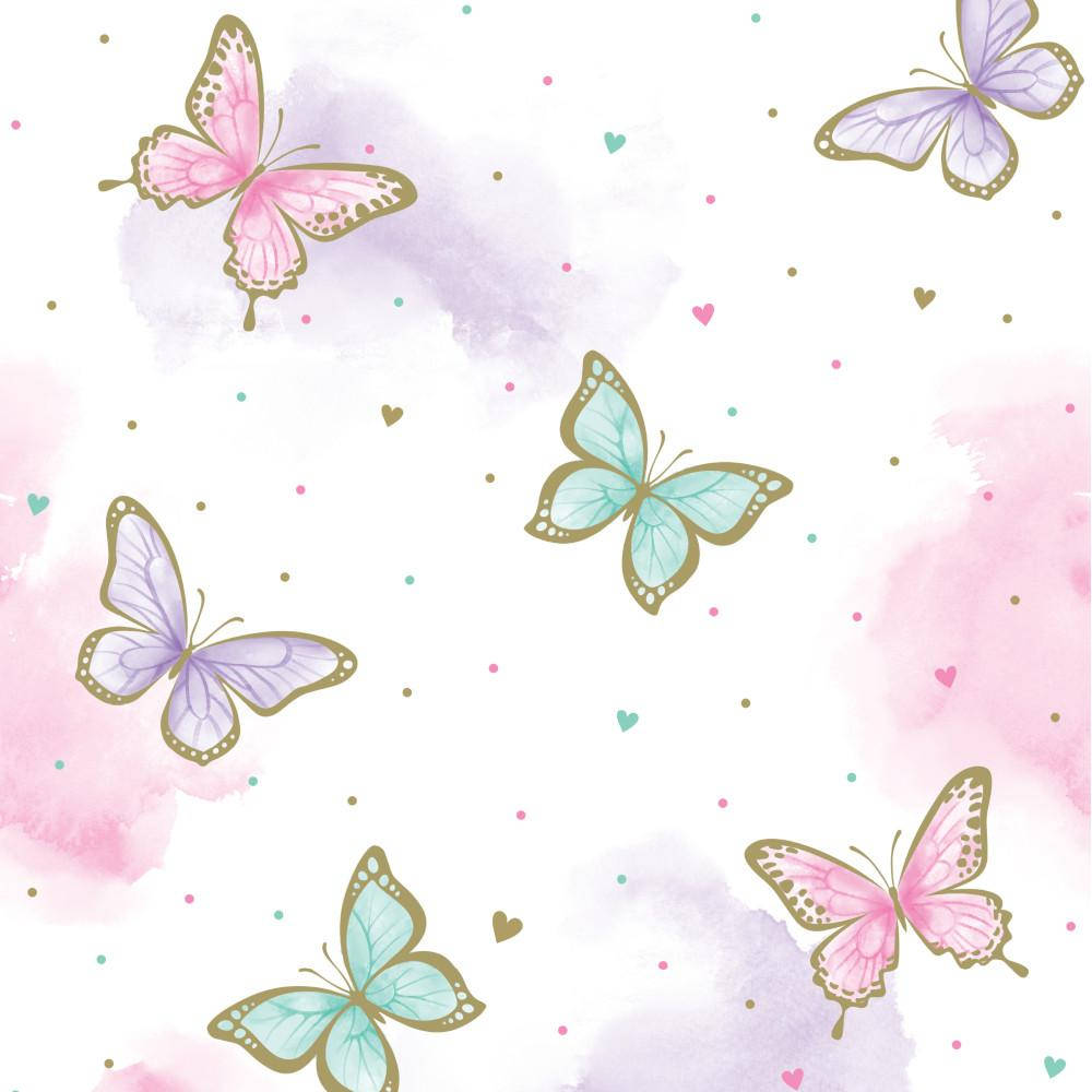 Small Hearts And Pastel Butterfly Background