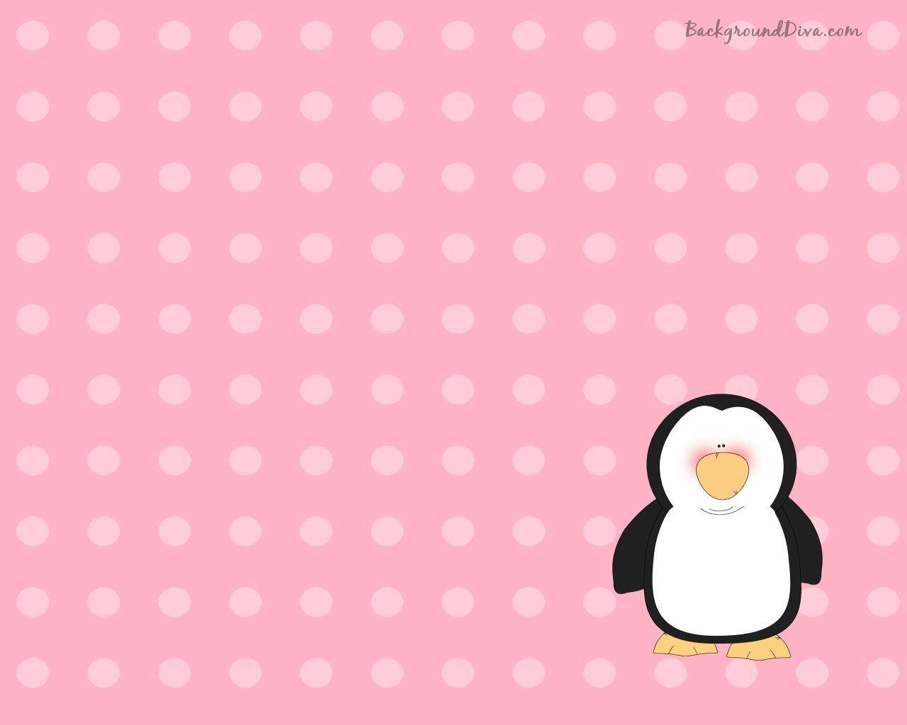 Small Penguin On Pink Cute Computer Background