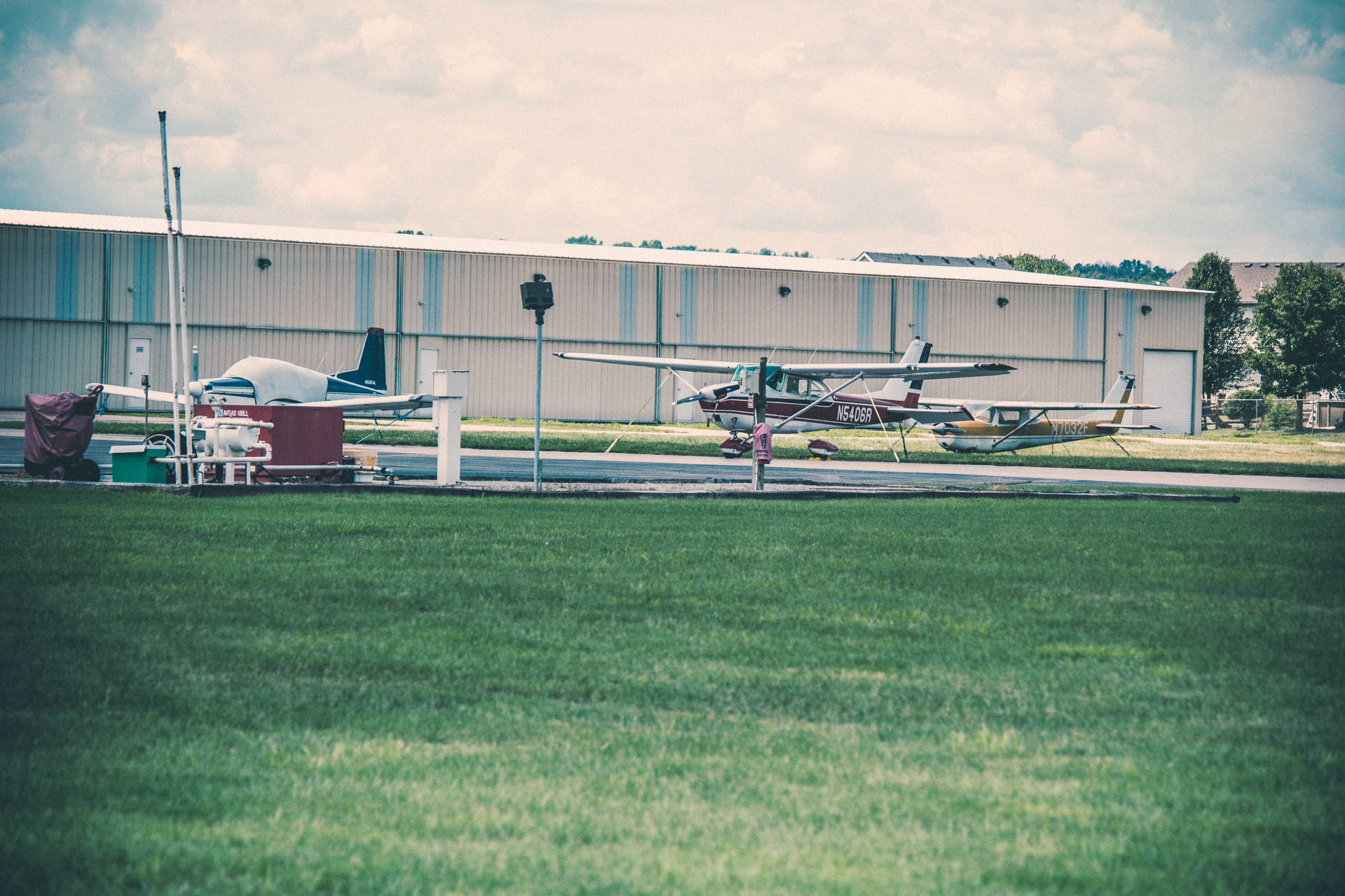 Small Plane On Grass Background
