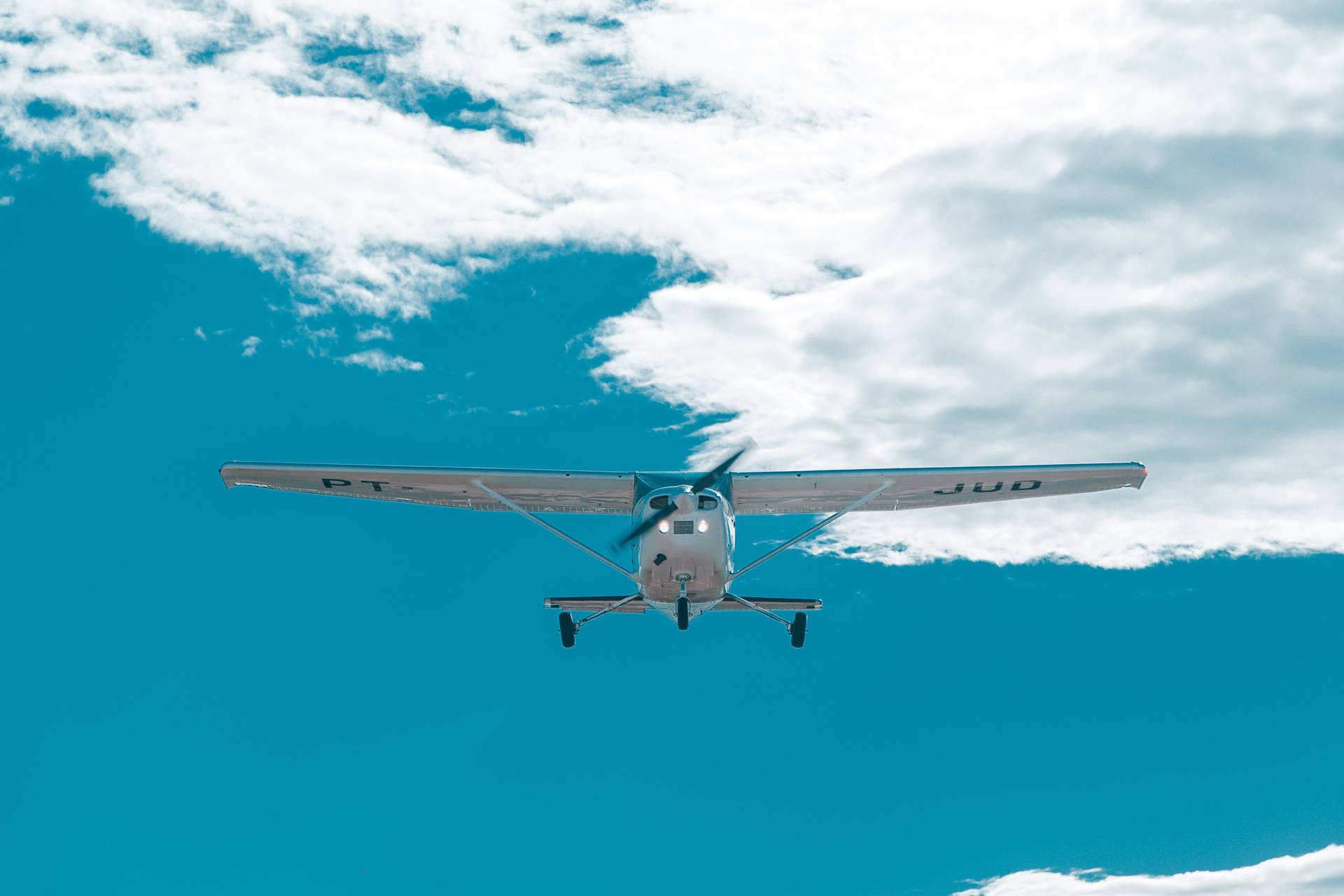 Small Plane Wings Blue Sky Background