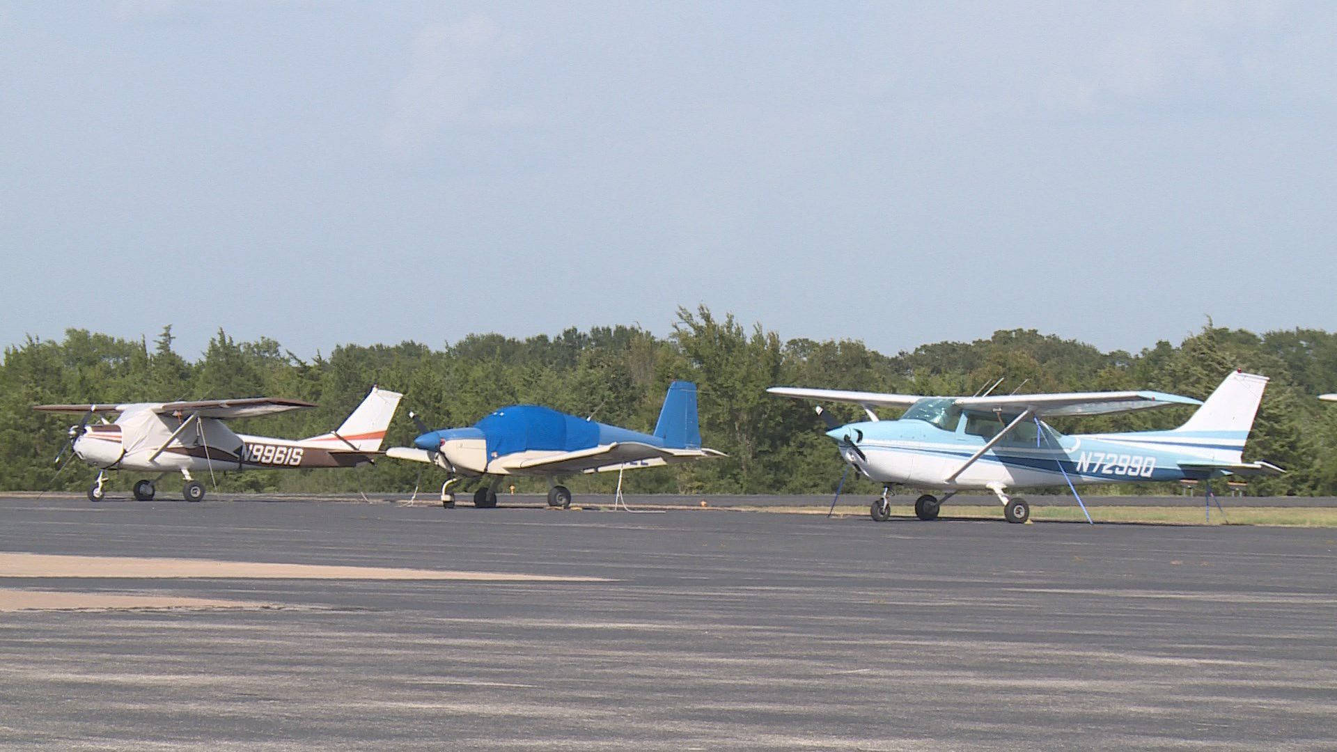 Small Planes At Airport Parking Background