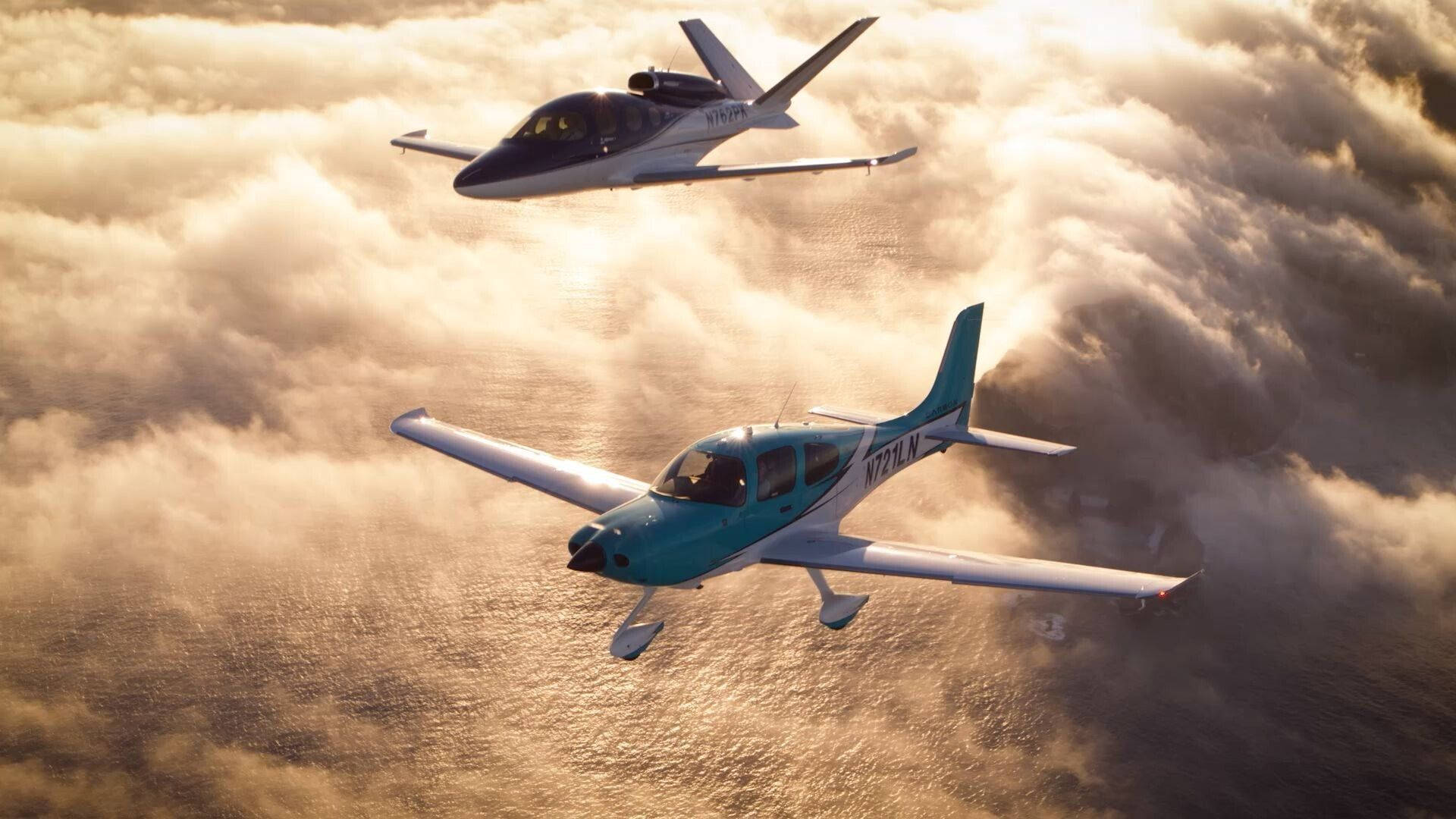 Small Planes In The Clouds Background