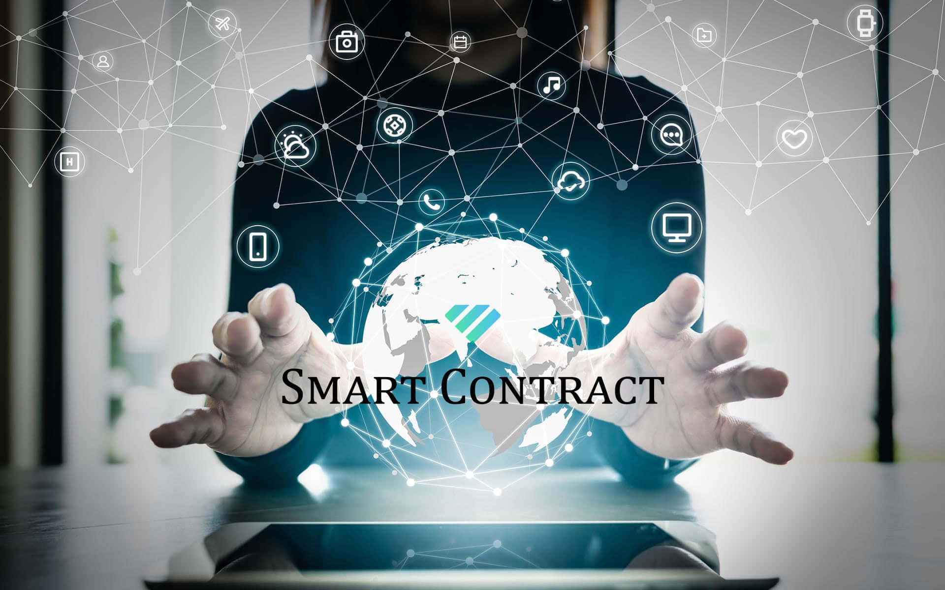 Smart Contract Icon Illustration Background