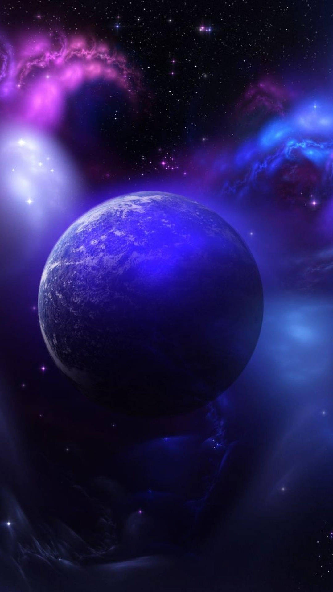 Smart Phone Space Blue Purple Planet Background