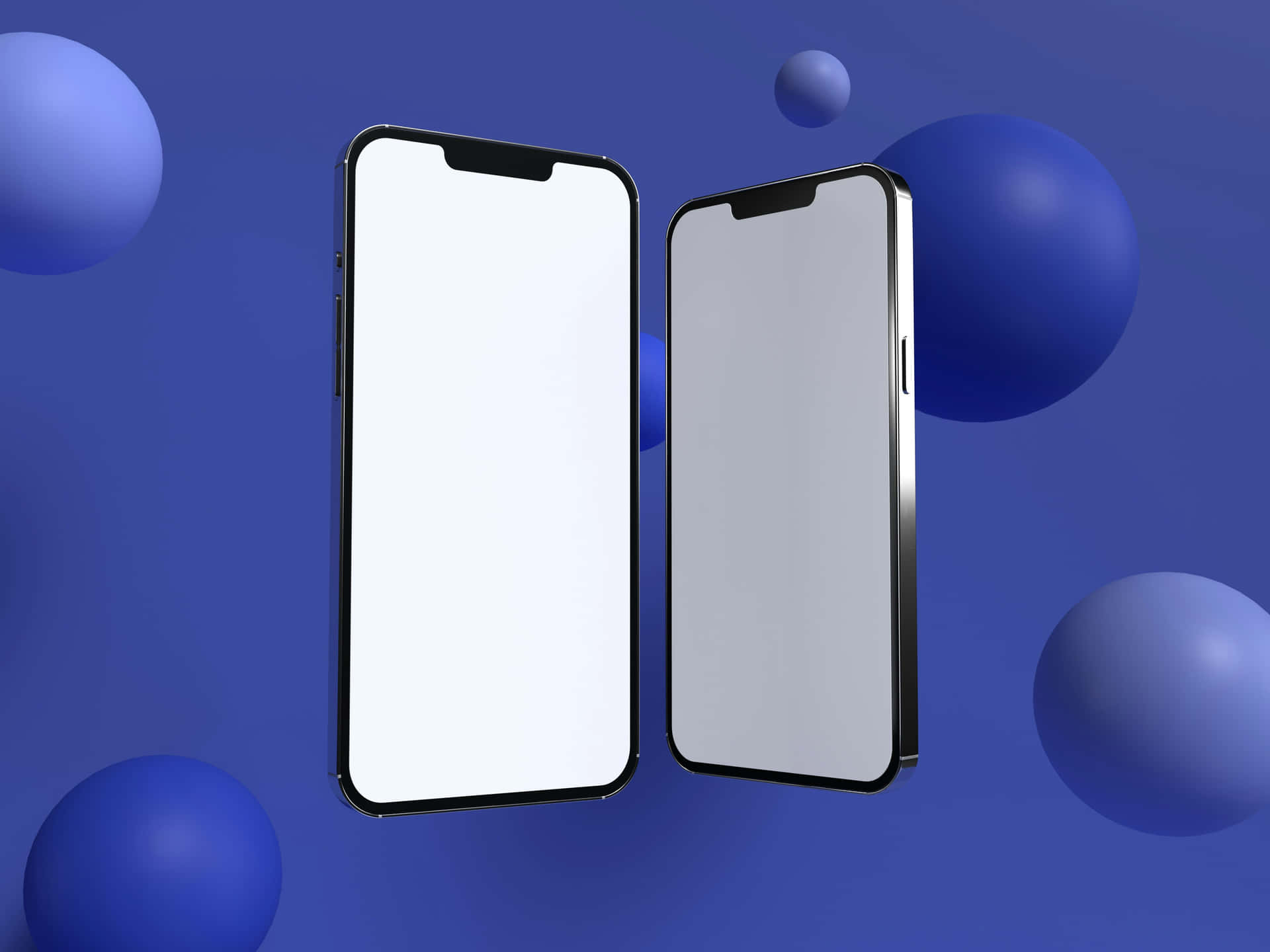 Smartphone Mockup Blue Sphere Background Background