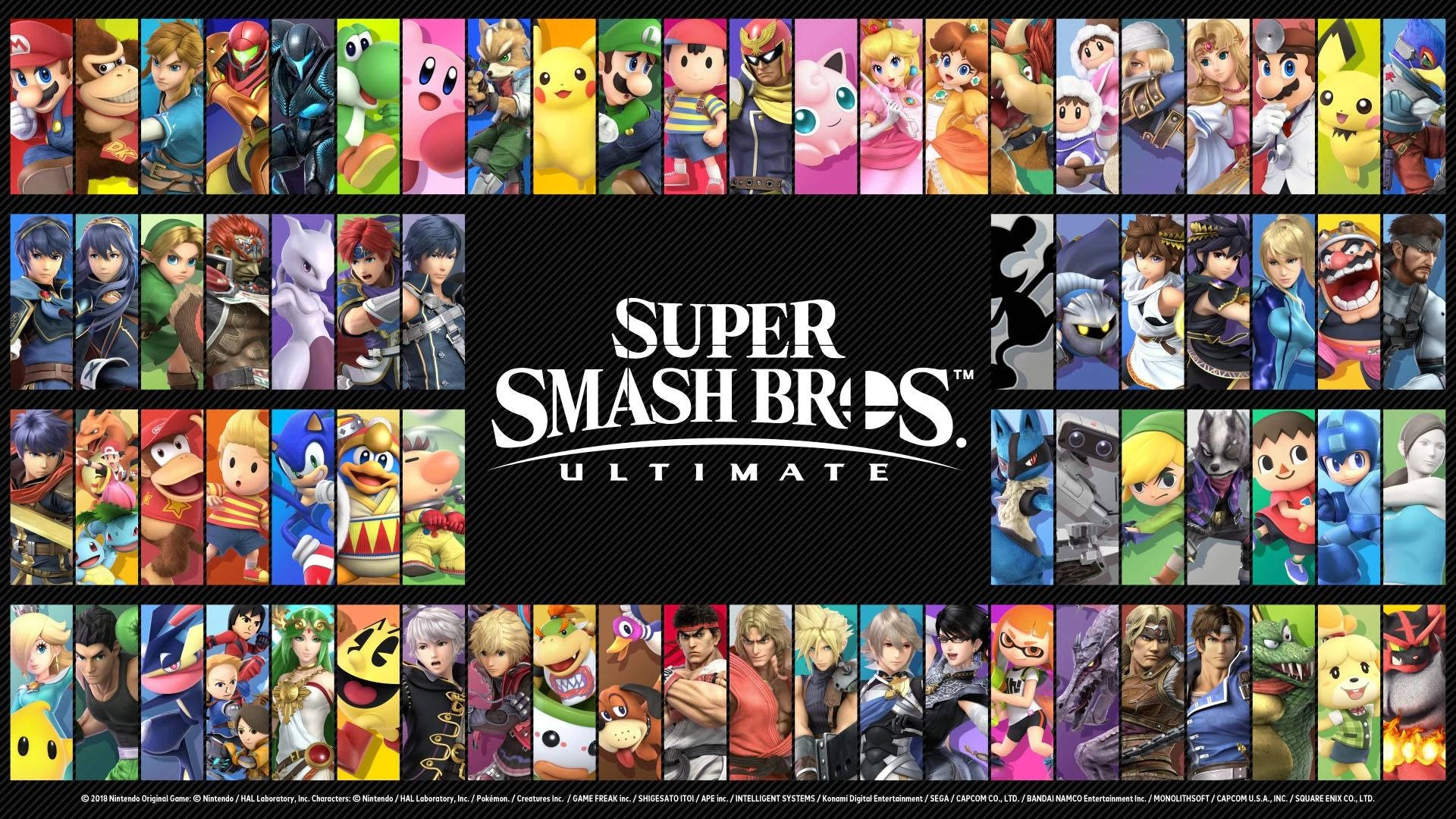 Smash Bros Ultimate Characters Collage Background