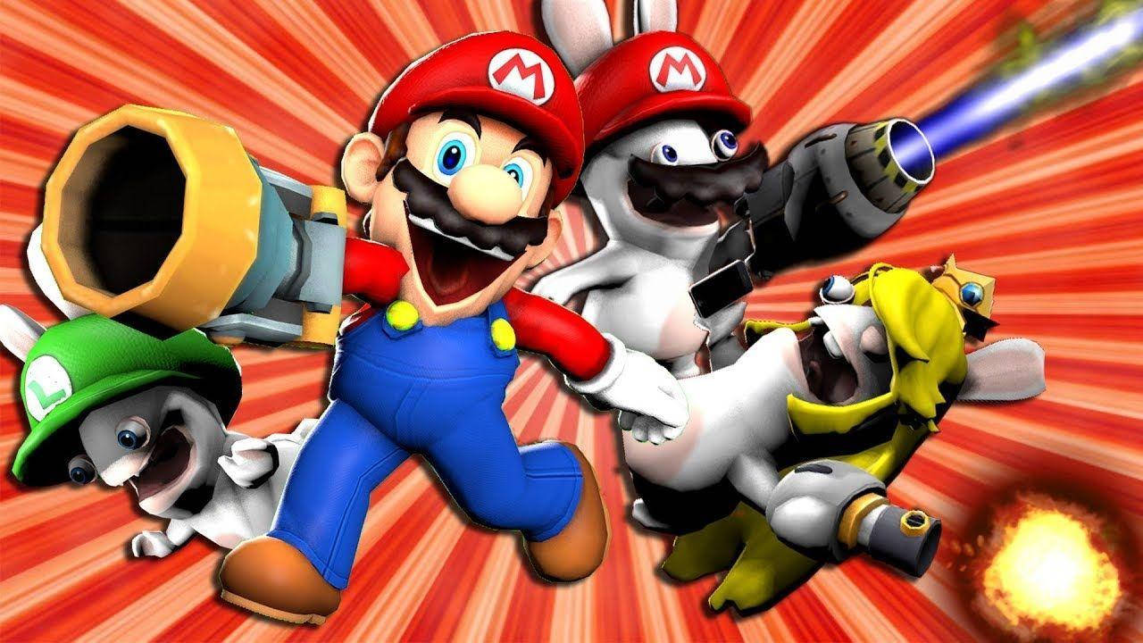 Smg4 Mario With Rabbids Background