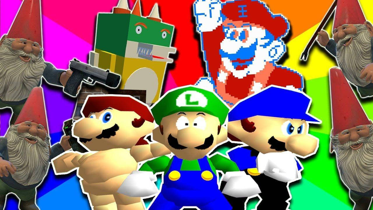 Smg4 Marios With Gnomes Background