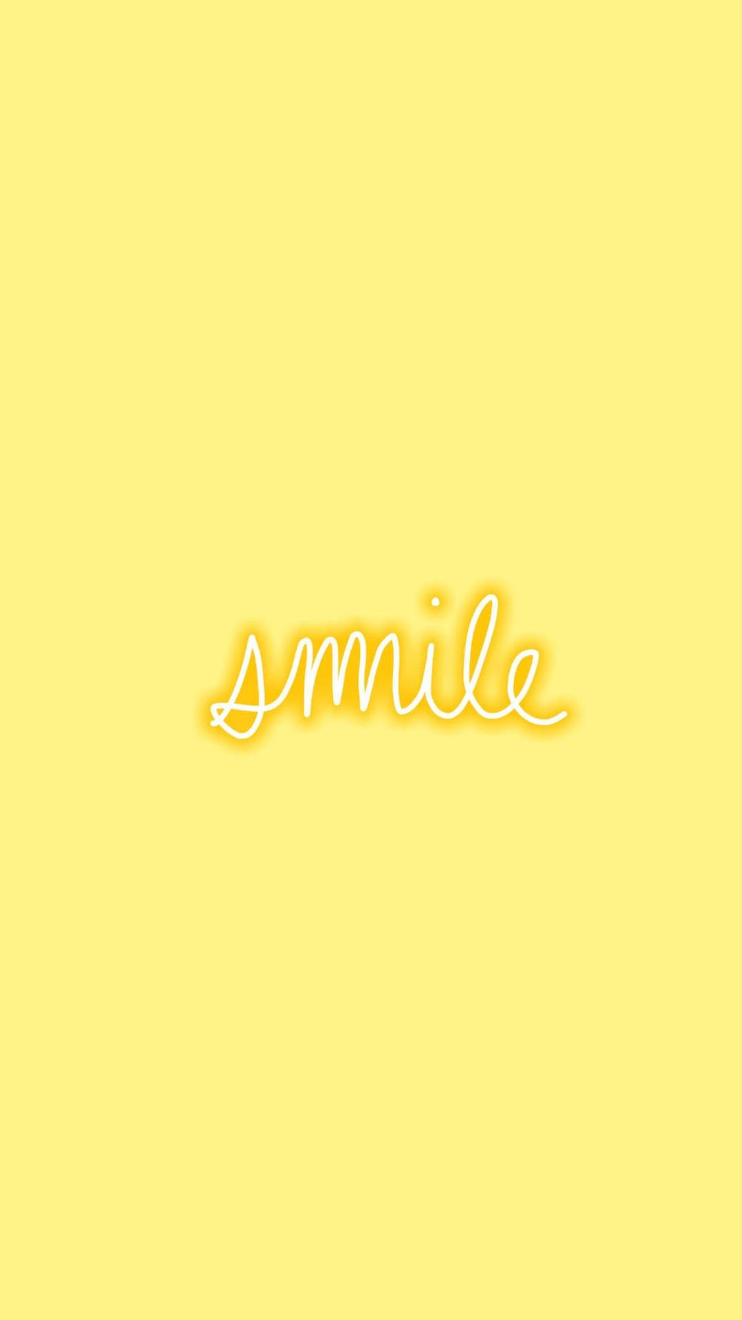 Smile Text Pastel Yellow Aesthetic Background