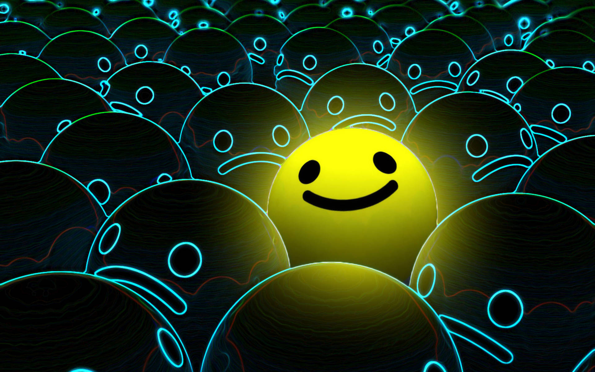 Smiley Face Glowing Yellow Background