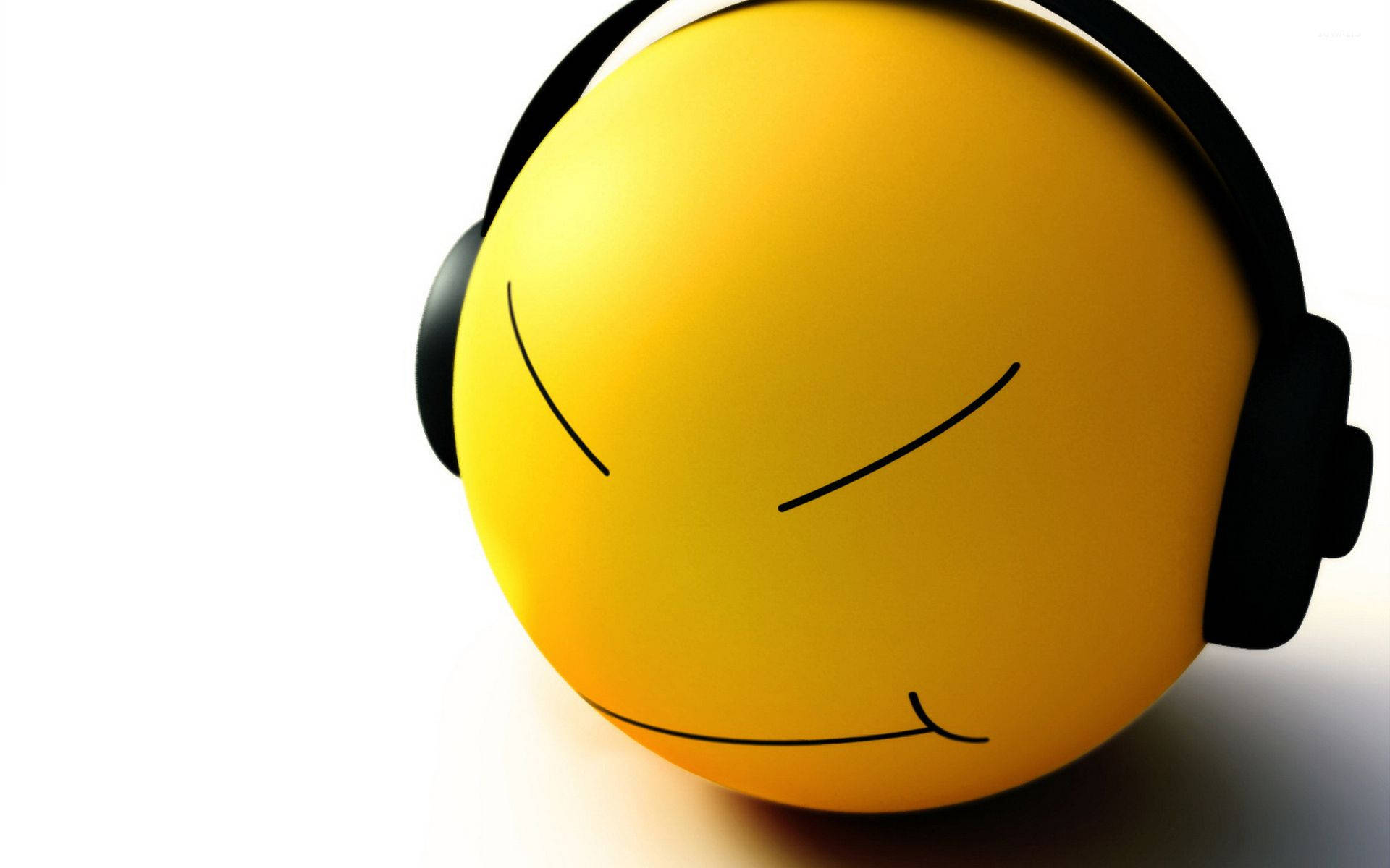 Smiley Face Wearing Headphones Background