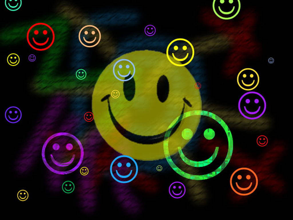 Smiley Face With Colorful Graphic Background