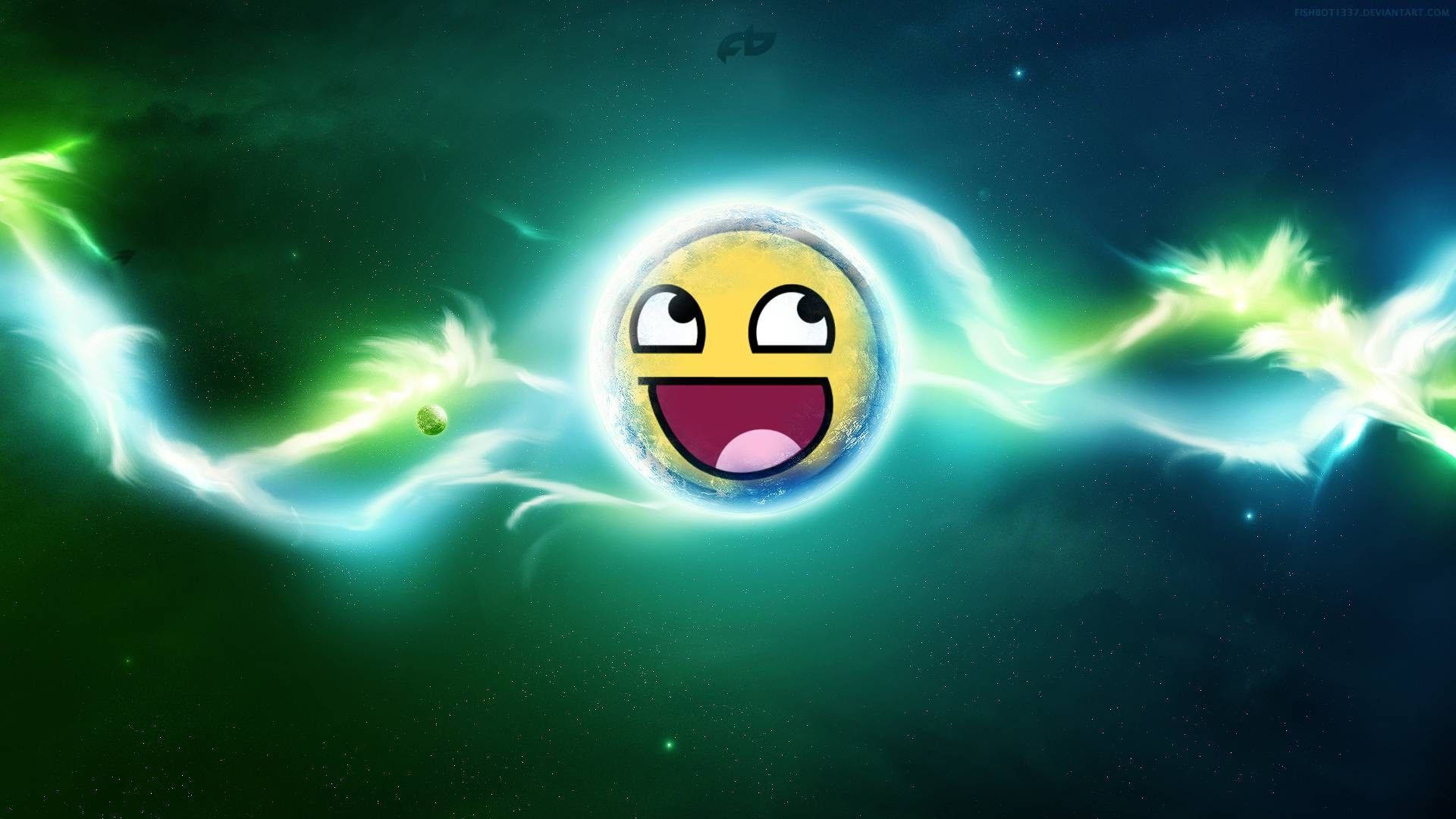 Smiley Face With Lightning Background