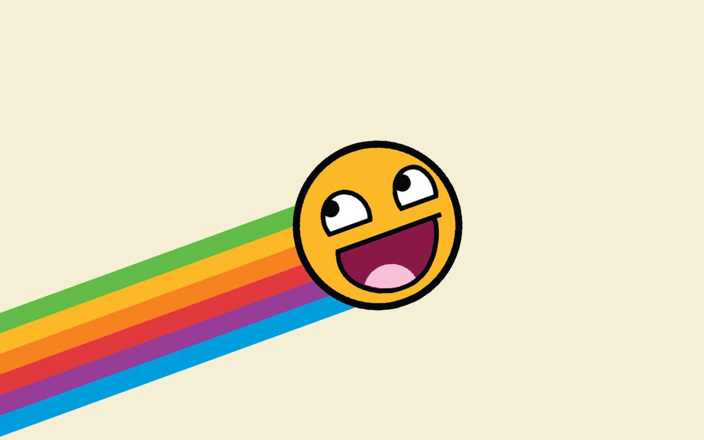 Smiley Face With Rainbow Trail Background