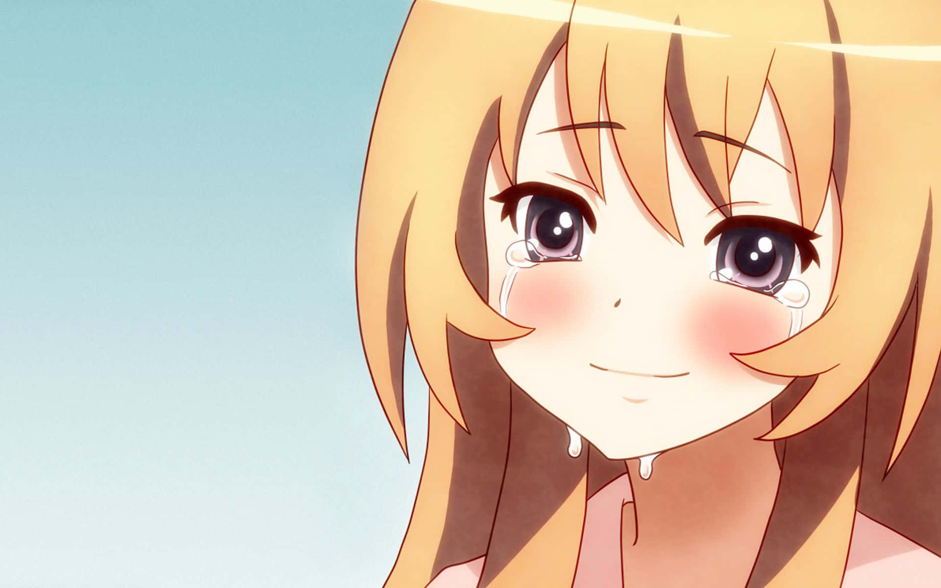 Smiling And Crying Anime Girl Taiga Aisaka Background