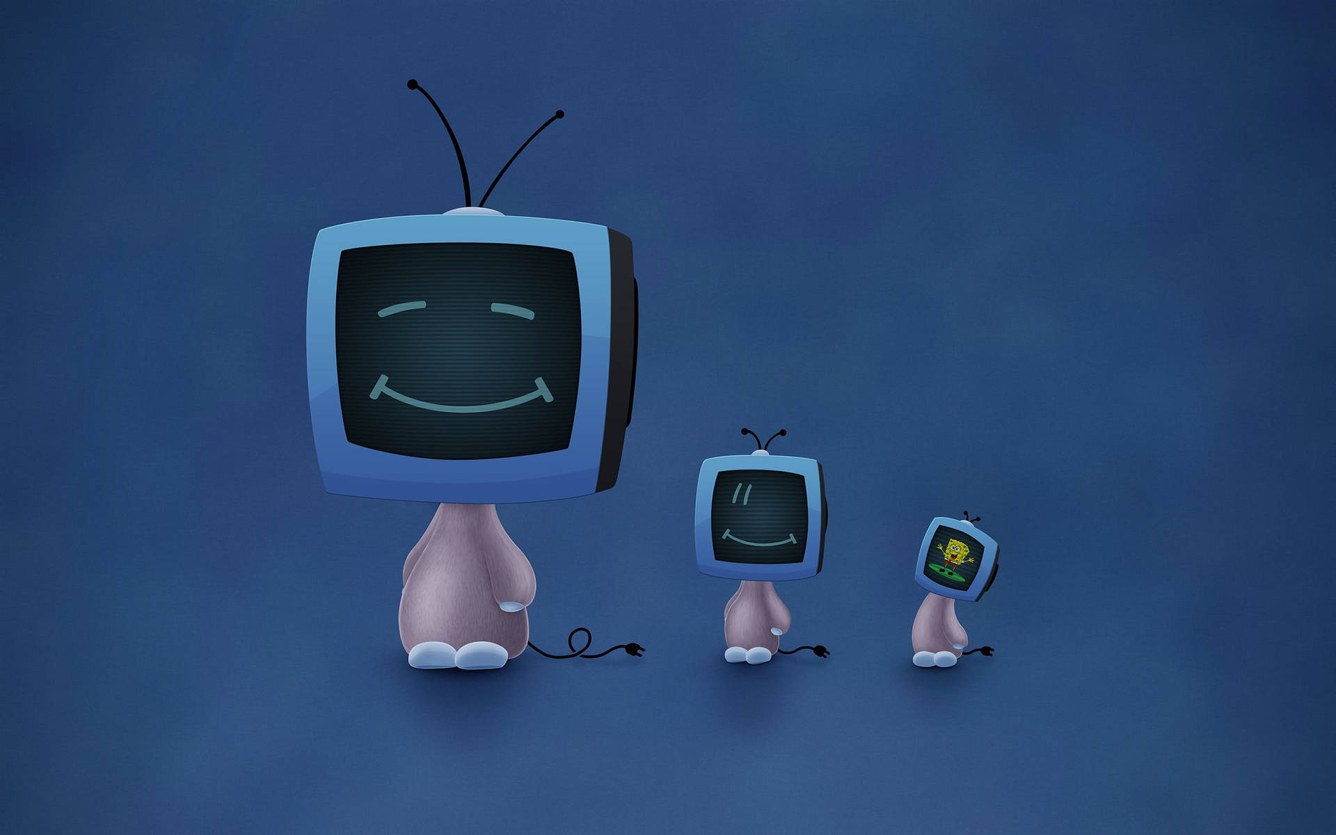 Smiling Blue Tv Heads